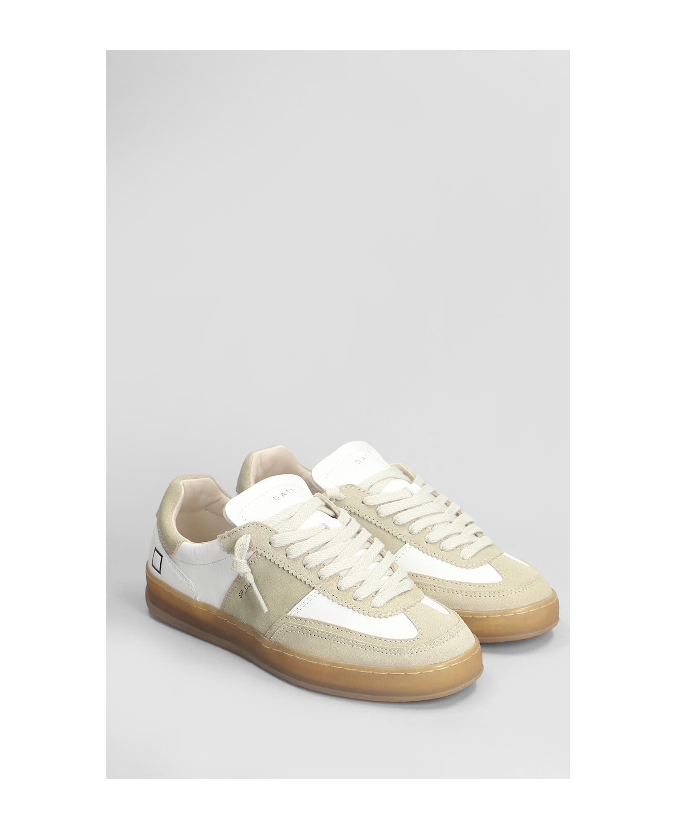 D.A.T.E. Sporty Sneakers In White Suede And Leather - Bianco