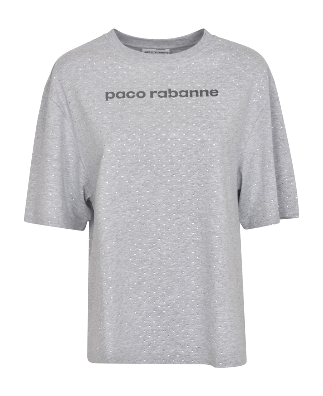 Paco Rabanne Rhinestones Embellished Logo T-shirt - Grey