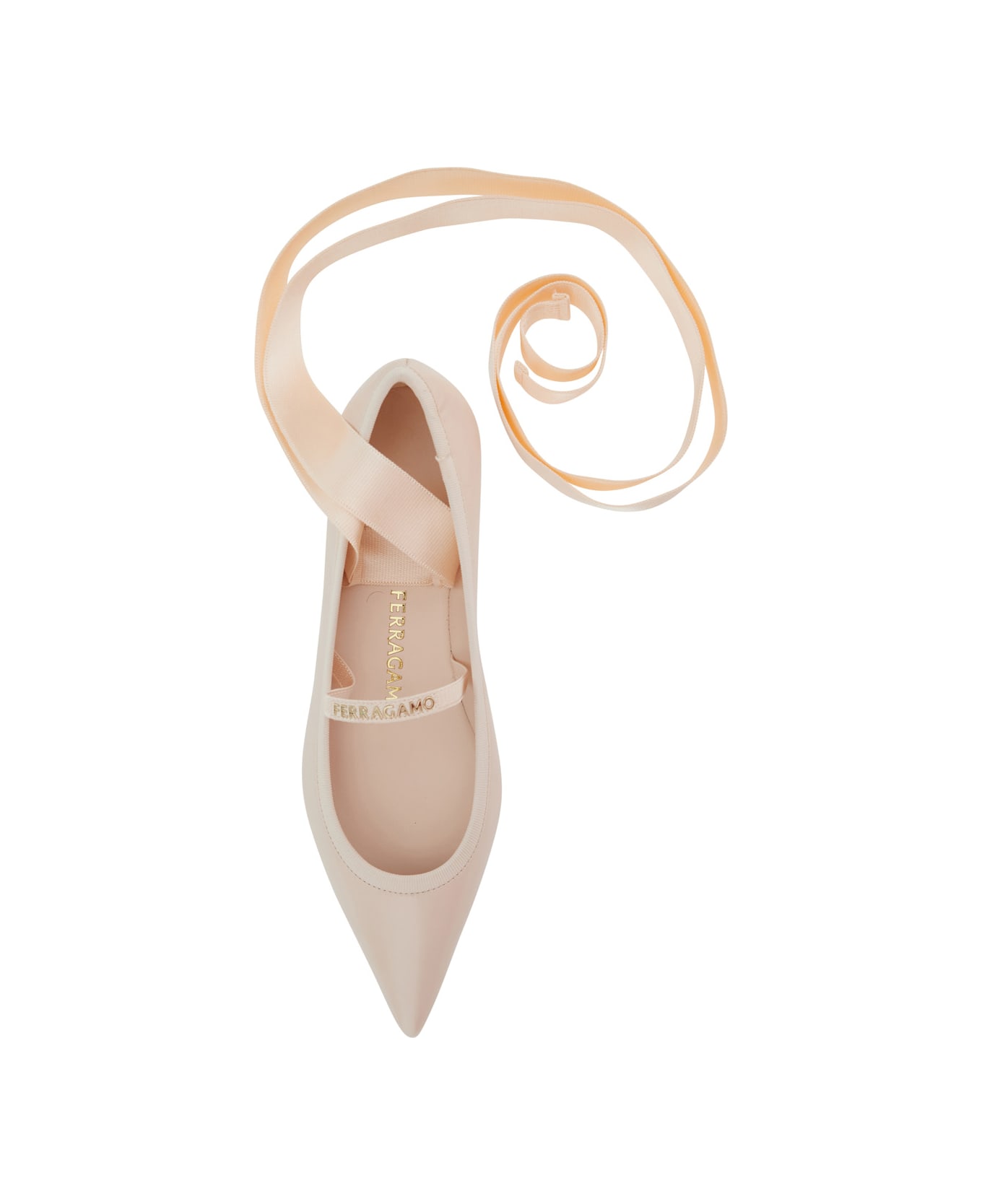 Ferragamo 'carice' Pink Ballerinas With Tie-ankle Laces In Leather Woman - PINK