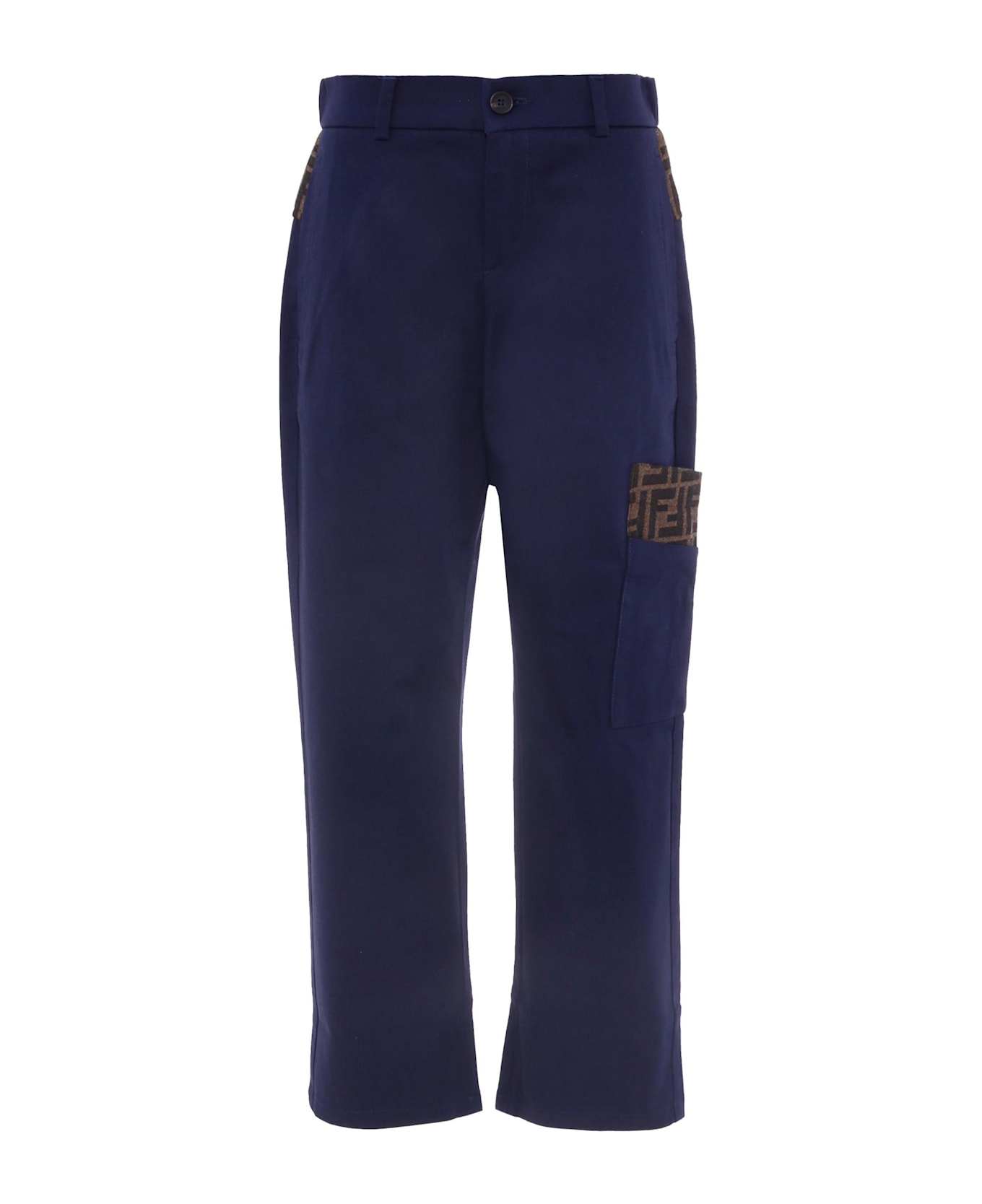 Fendi Blue Pants With Ff Details For Boy - Blue