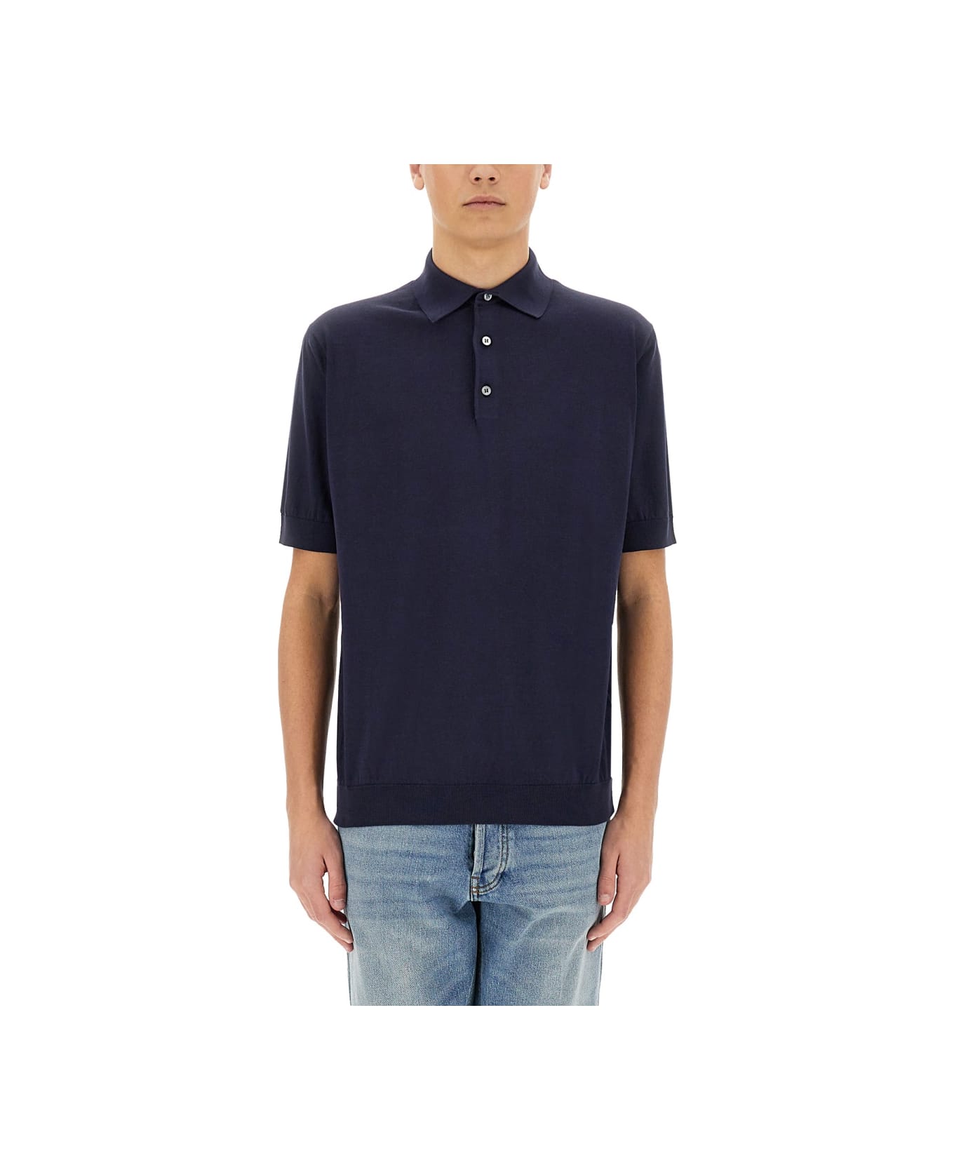 Lardini Knitted Polo. - Blu