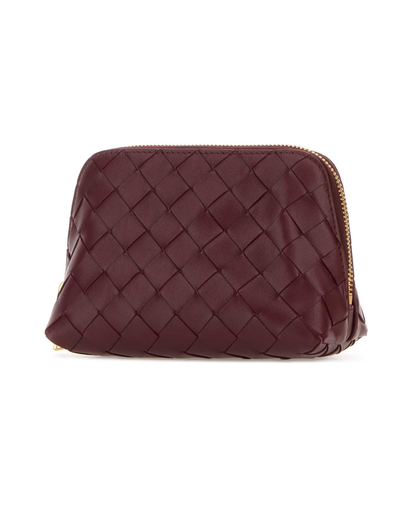 Bottega Veneta Burgundy Leather Beauty Case - BORDEAUX
