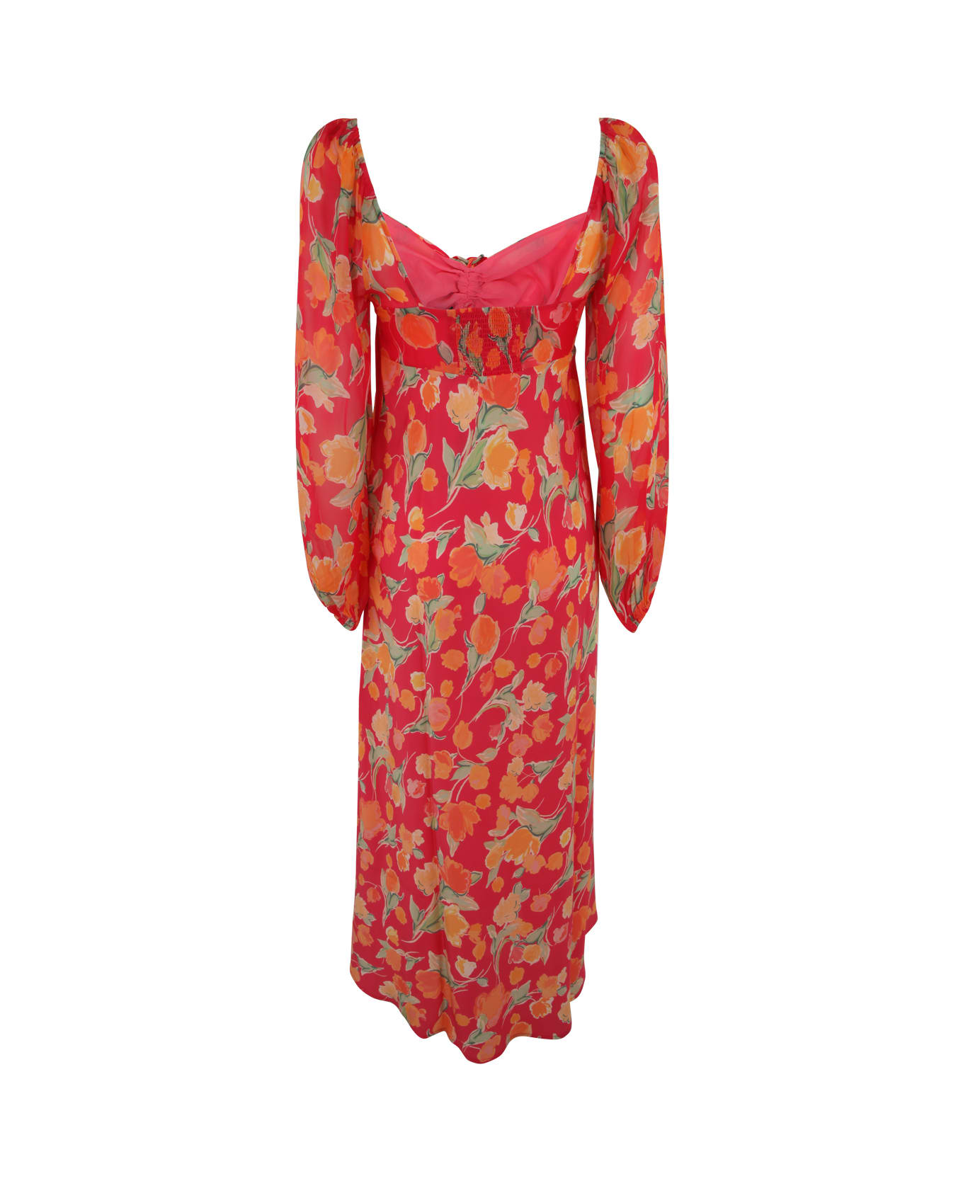 RIXO Jeanie Long Dress - Fontainhas Floral Coral