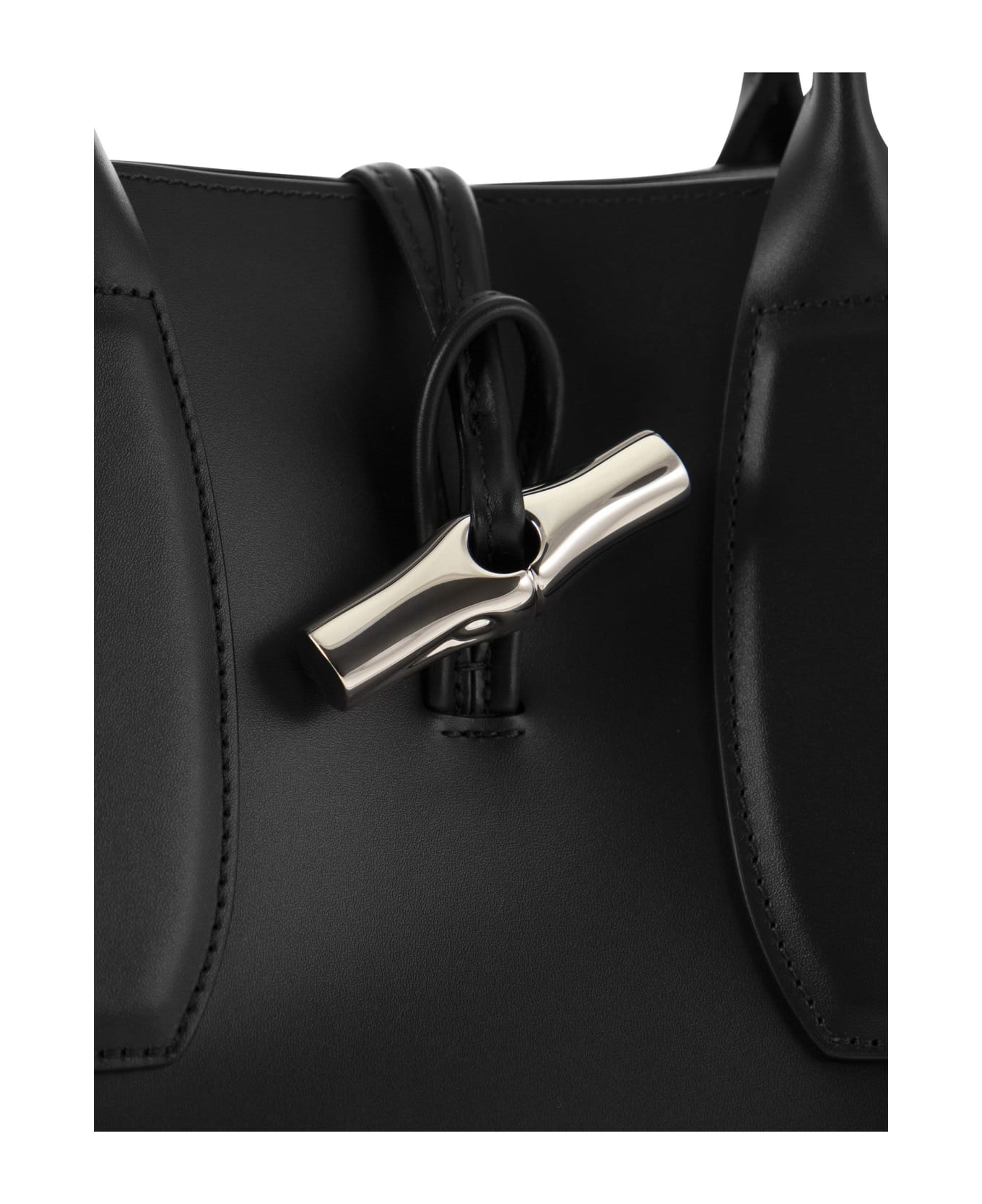 Longchamp Roseau - Bag With Fabric Handle And Shoulder Strap - Black