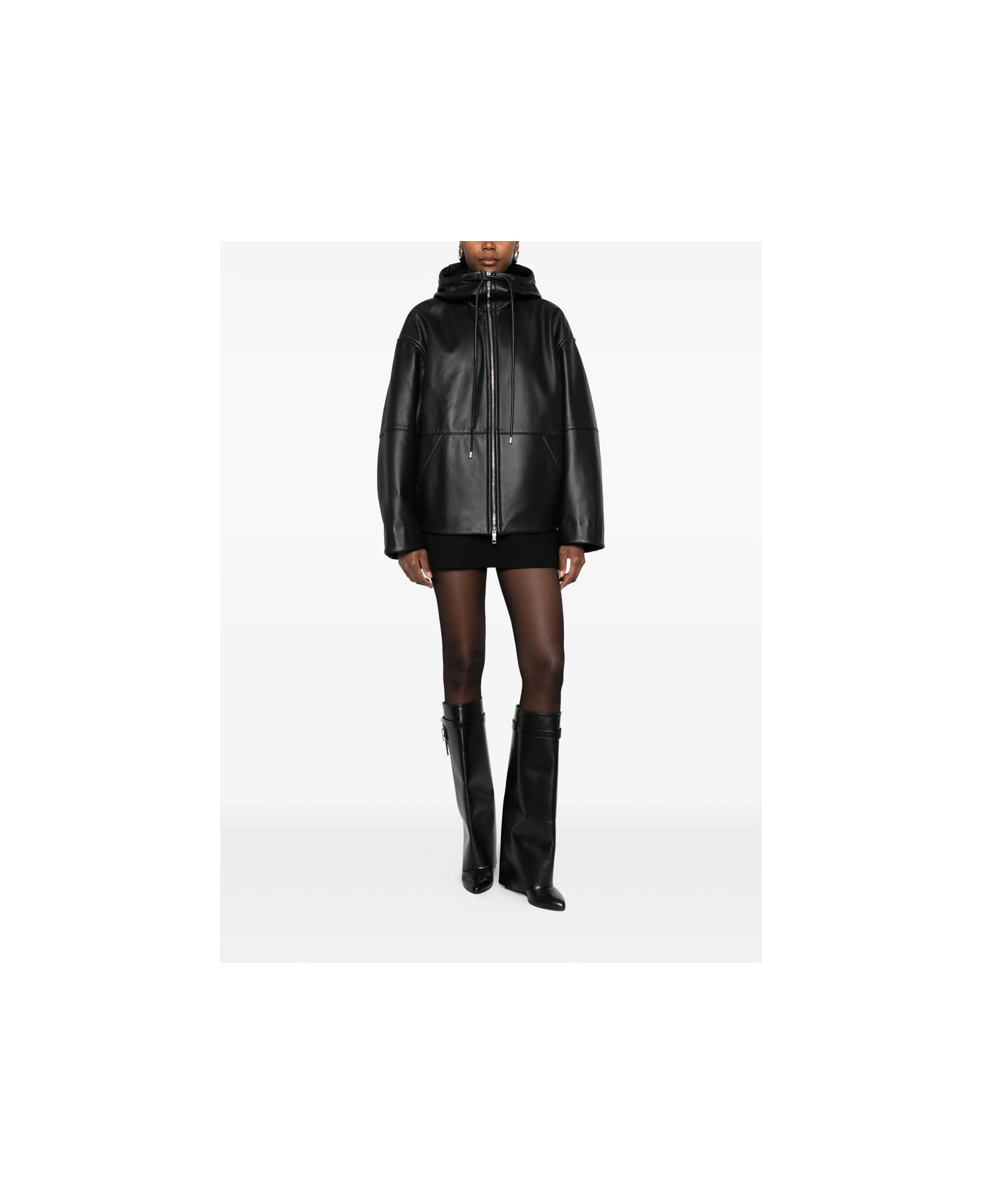 SportMax Leather Outerwear - BLACK