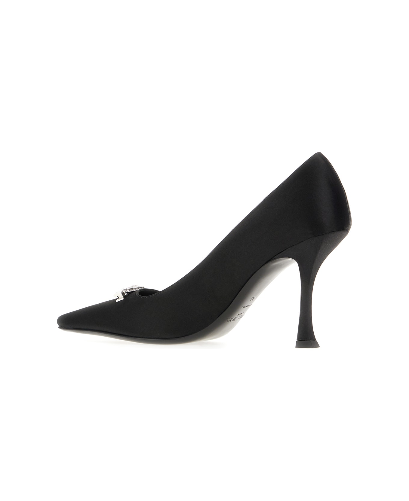 Jimmy Choo Black Satin Ryker Pumps - BLACKCRYSTAL