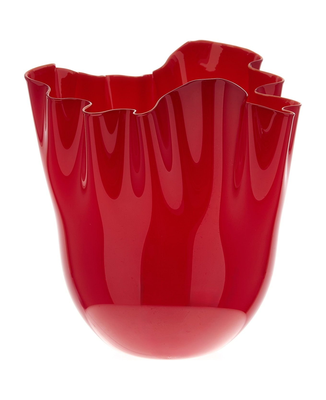 Venini 'fazzoletto' Large Vase - Red