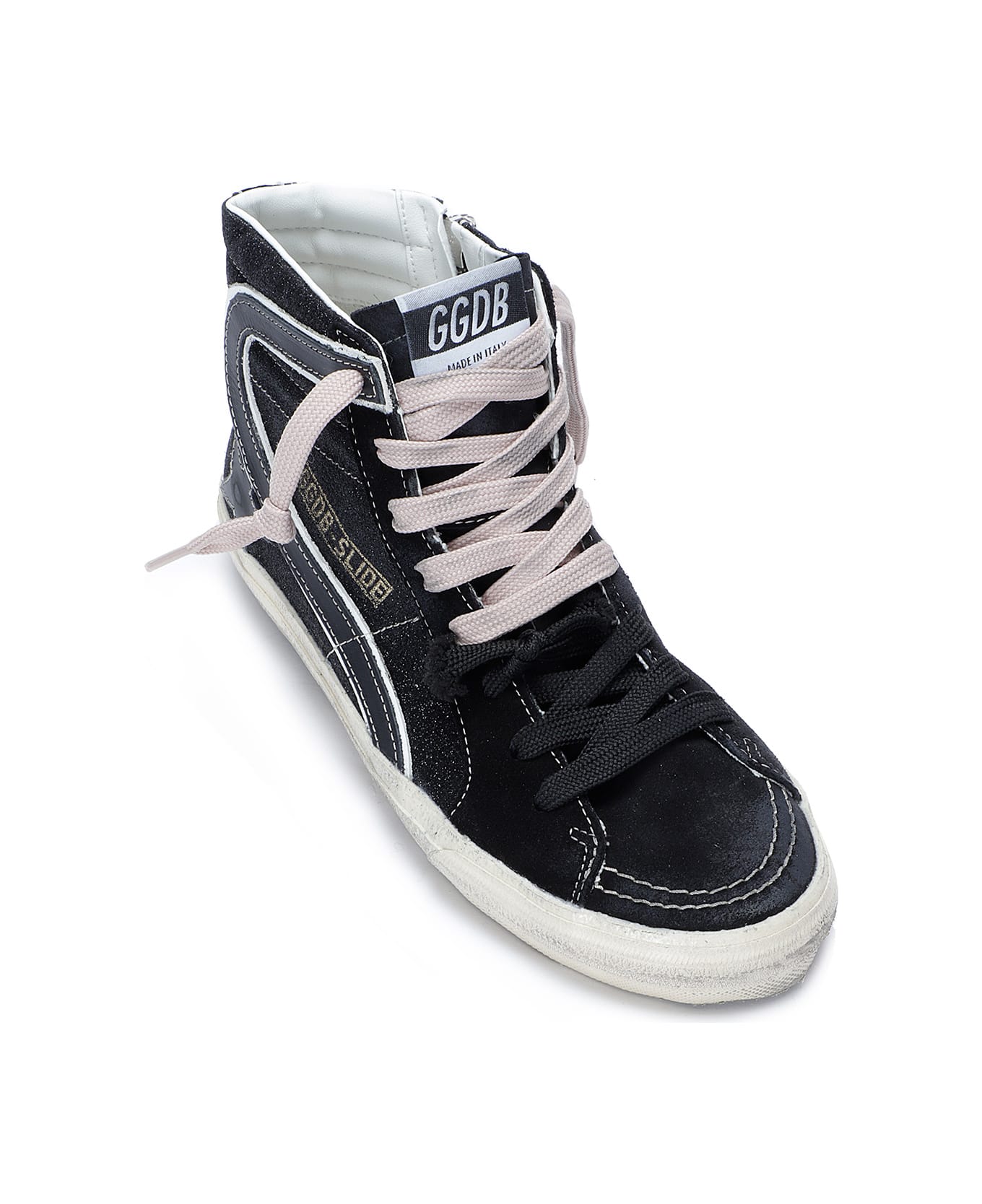 Golden Goose Slide Classic Glitter Upper Suede Toe Leather Star - BLACK