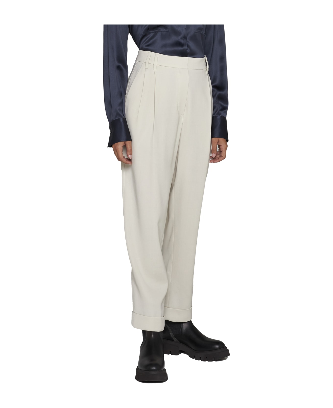 Brunello Cucinelli Sartorial Pants With Pence And Monile Detail - LATTE