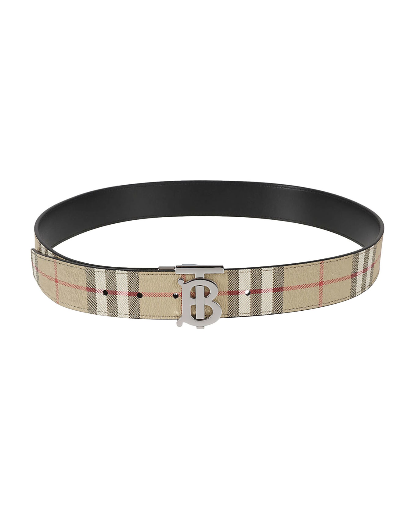 Burberry Tb Buckled Check Belt - Beige