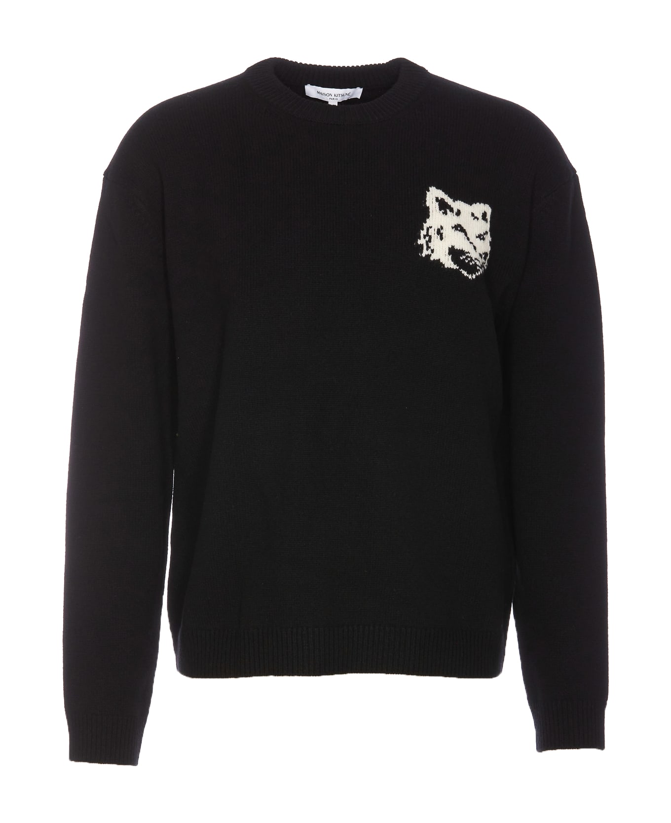 Maison Kitsuné Fox Head Intarsia Sweater - Black