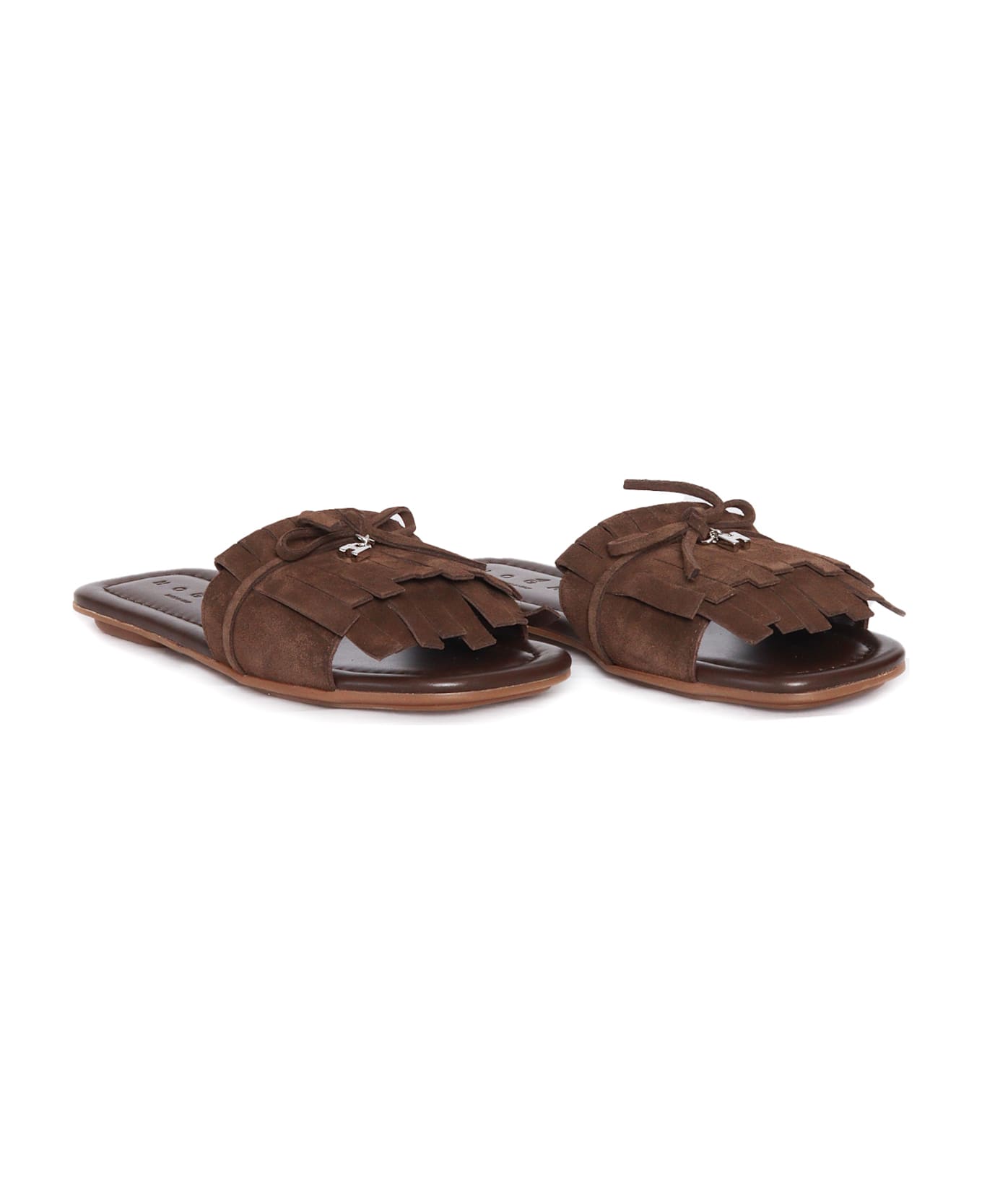 Hogan H685 Fringed Sandals - BROWN