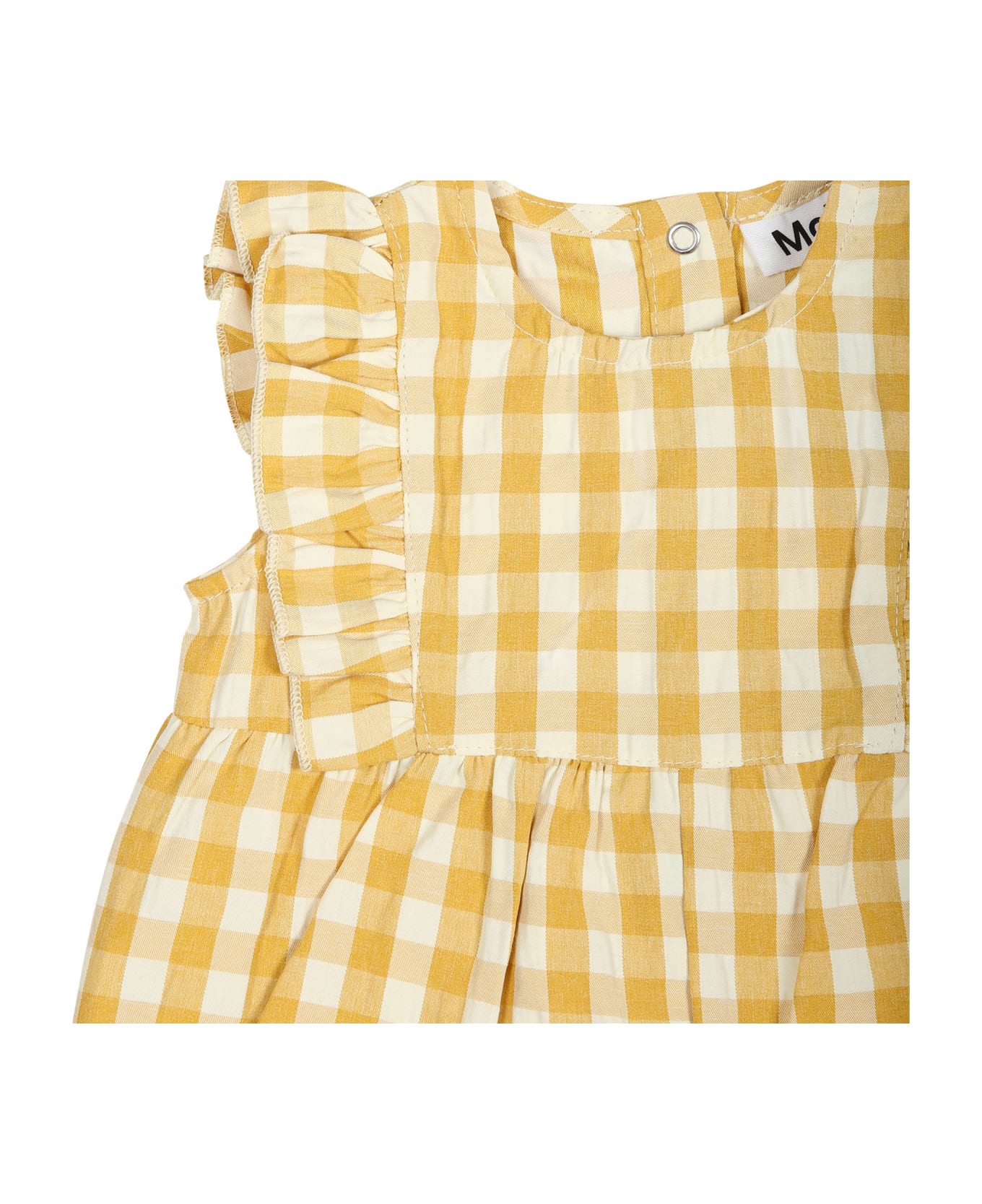 Molo Yellow Romper For Baby Girl - Yellow ボディスーツ＆セットアップ