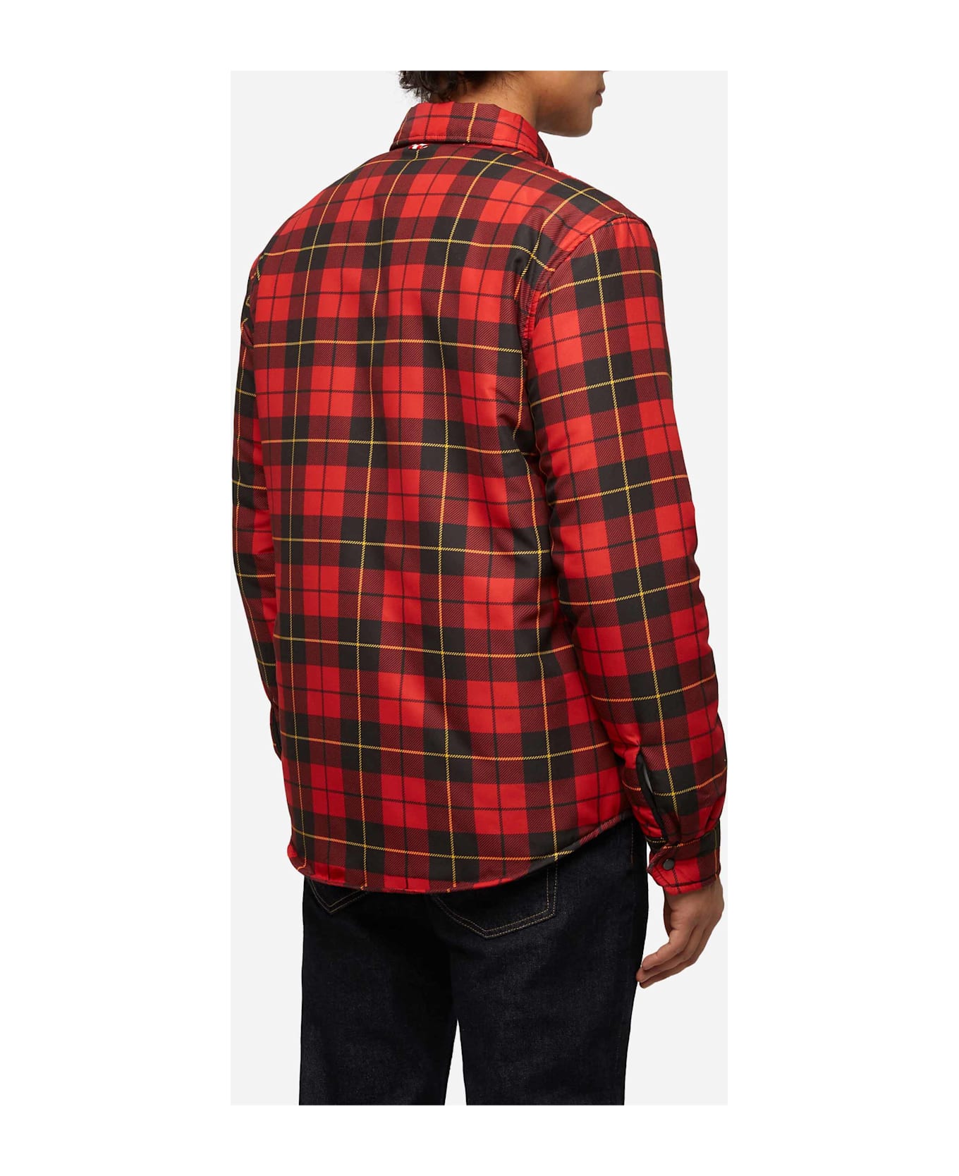 MC2 Saint Barth Technic Fabric Overshirt Chalet With Check Print - RED