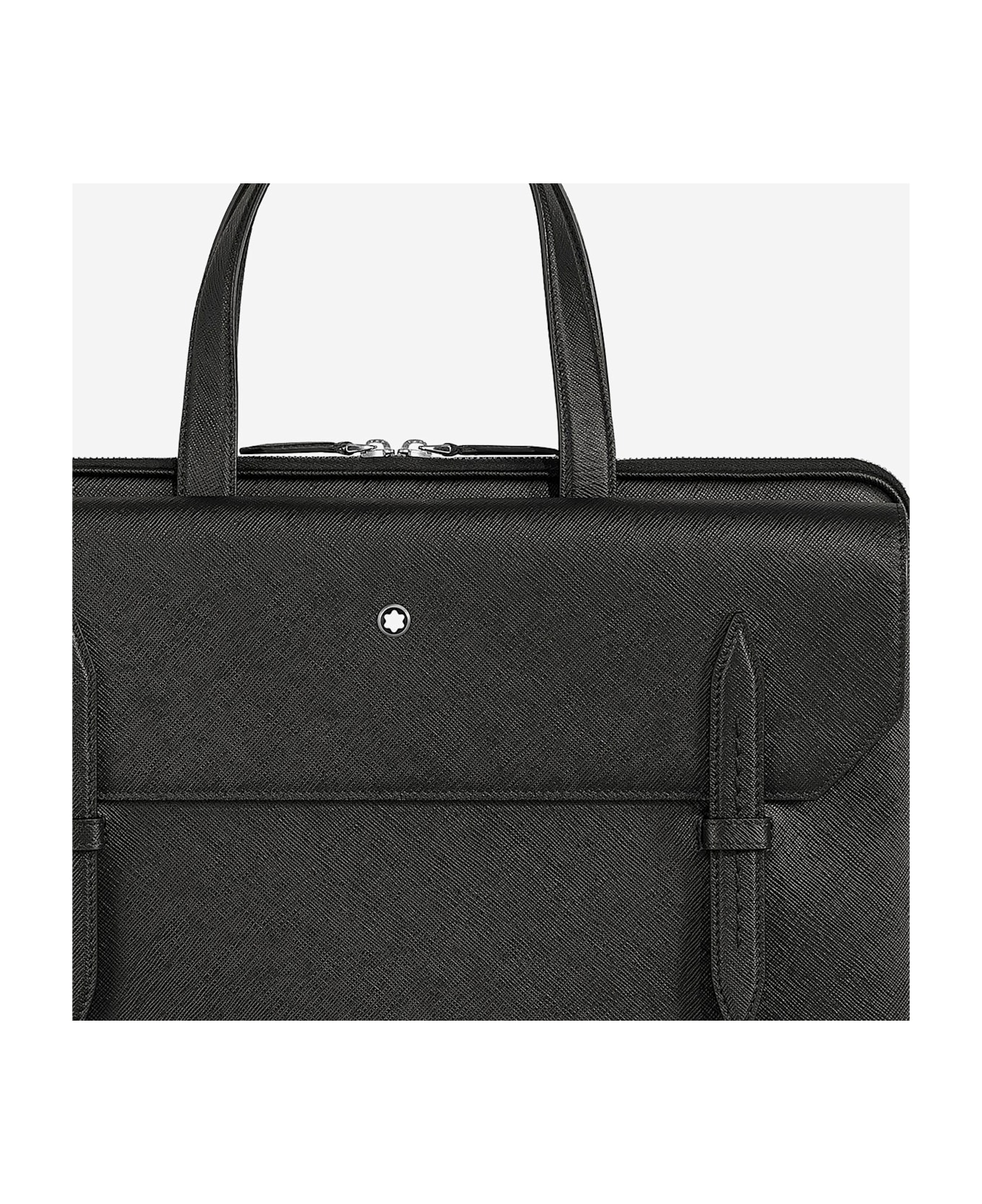 Montblanc Slim Leather Bag With Top Handles - Black