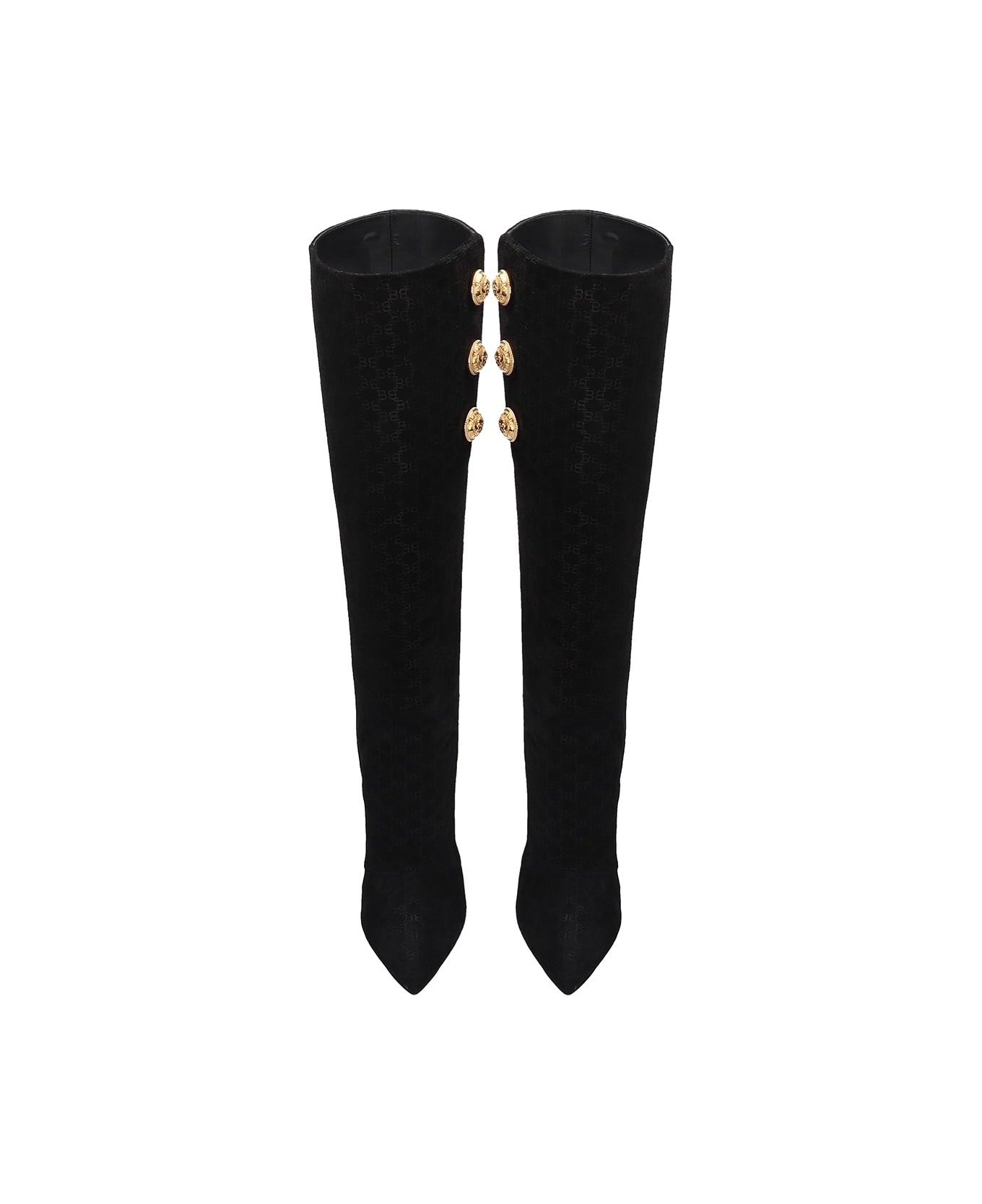 Balmain High Heels Boots In Black Suede - black