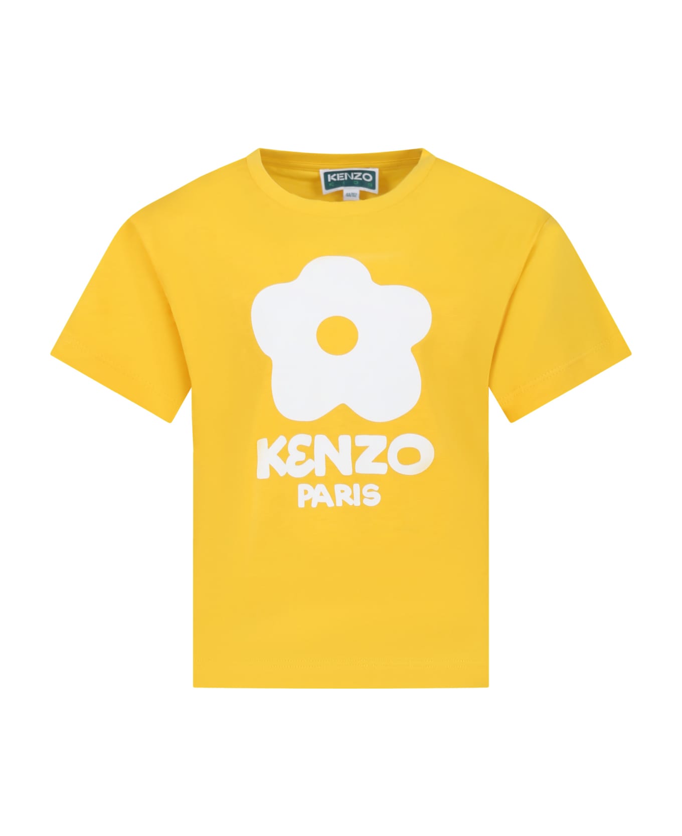 Kenzo Kids Yellow T-shirt For Girl With Flower - Giallo