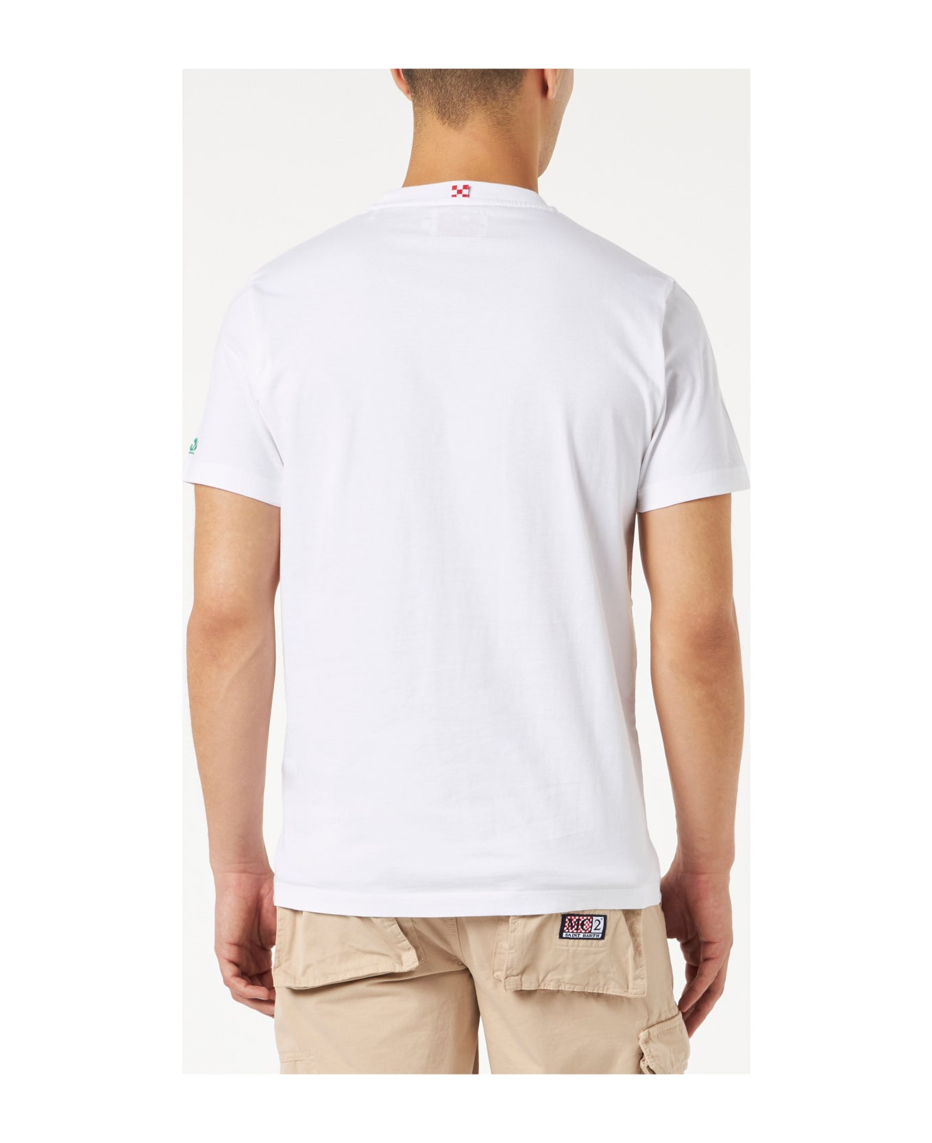 MC2 Saint Barth Green Pass Print Cotton T-shirt - WHITE