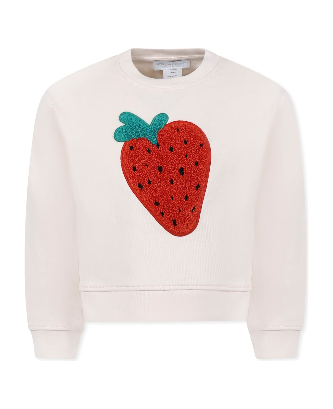 Stella McCartney Kids Ivory Sweatshirt For Girl With Strawberry - Ivory