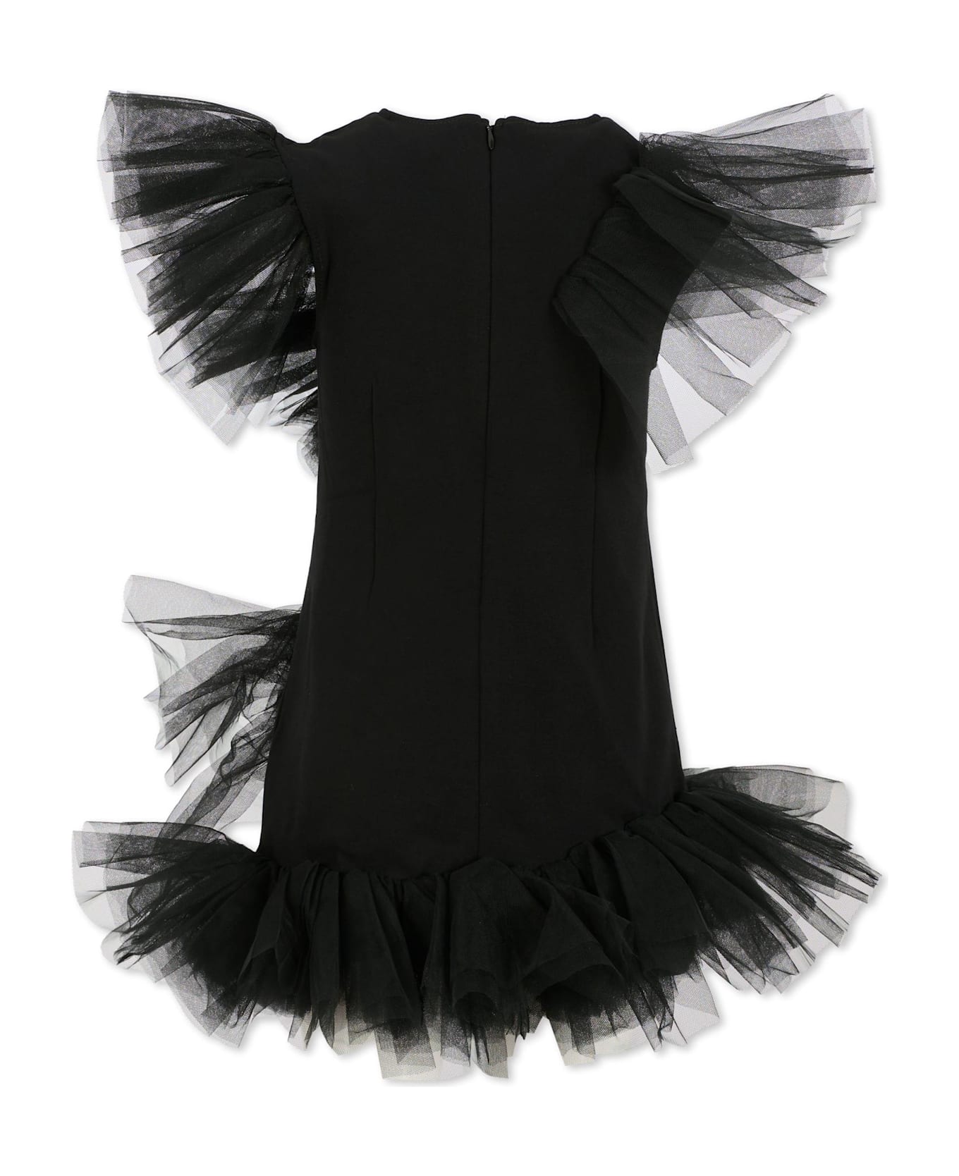 Karl Lagerfeld Kids Black Dress For Girl With Logo - Black