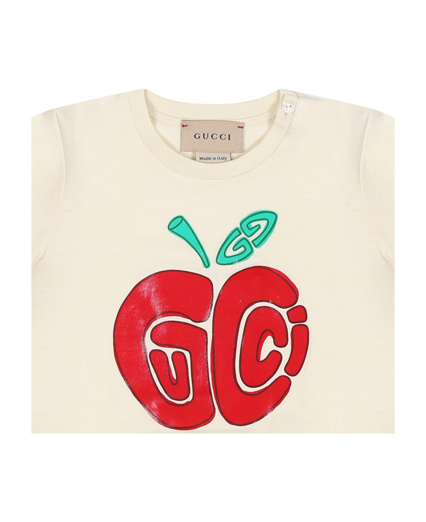 Gucci Ivory T-shirt For Baby Girl With Logo - Bianco