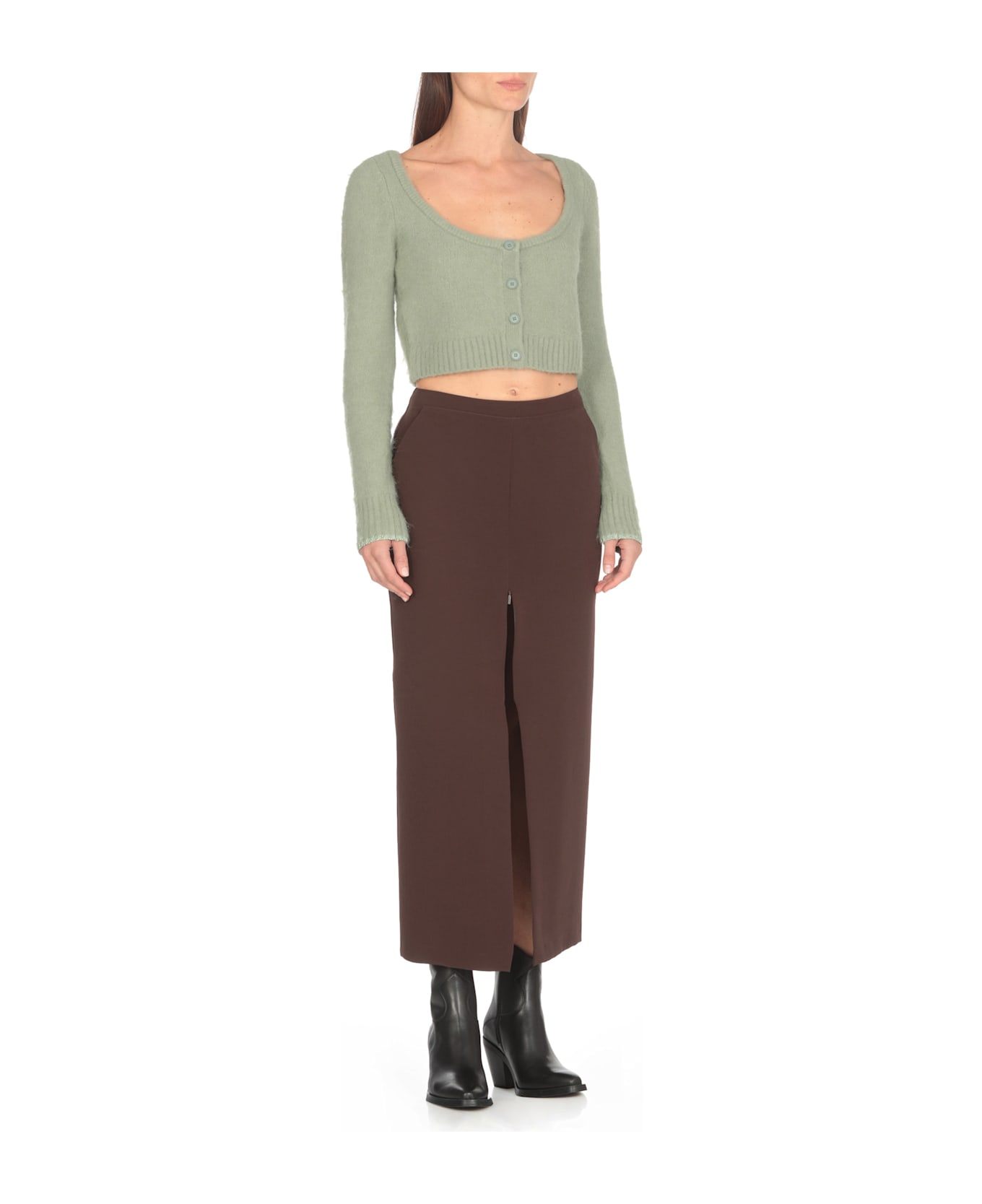 Pinko Colorpoint Sweater With Wide Round Neckline - Green