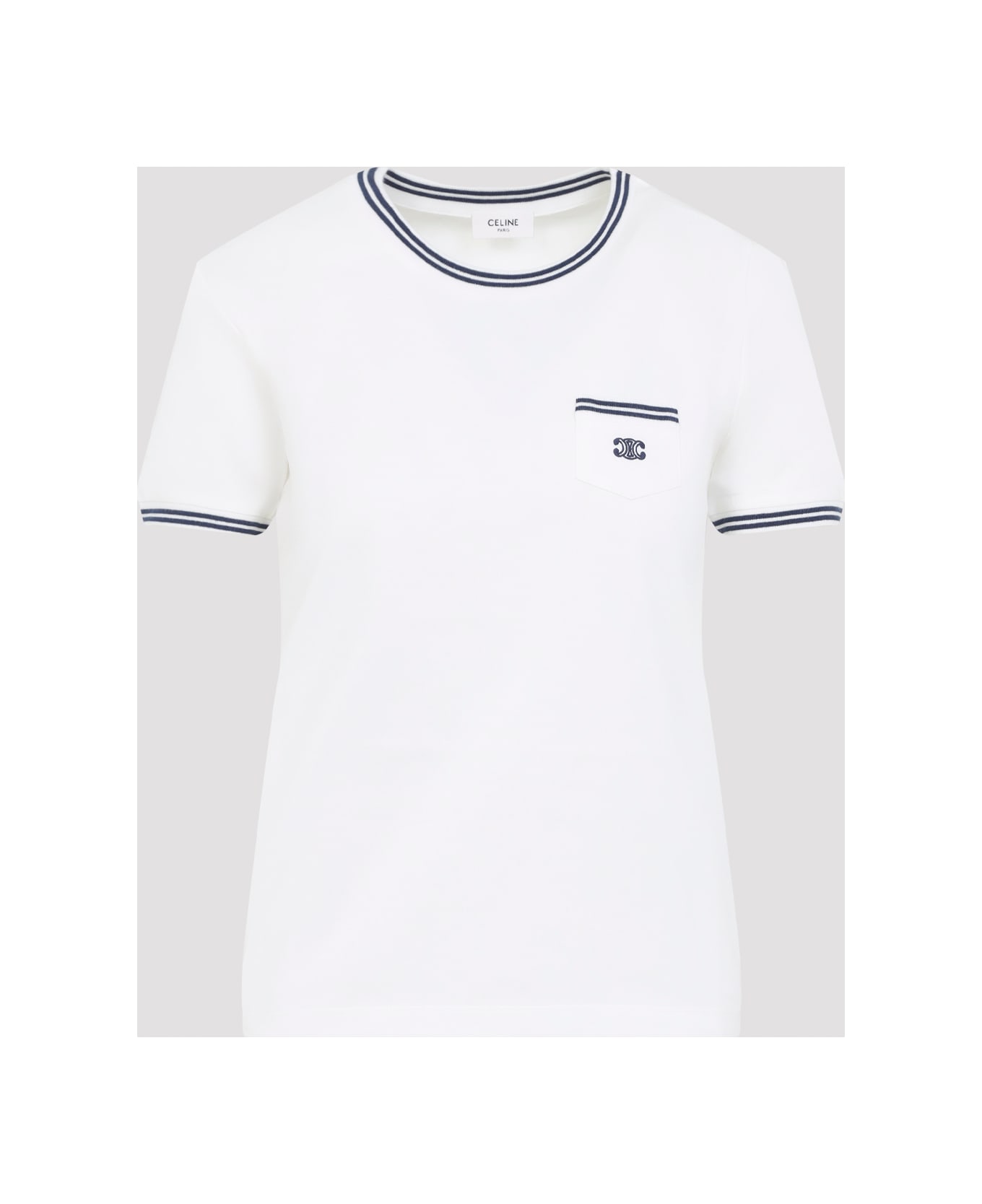 Celine 70s Pocket Triomphe T-shirt - Ma Off White Navy