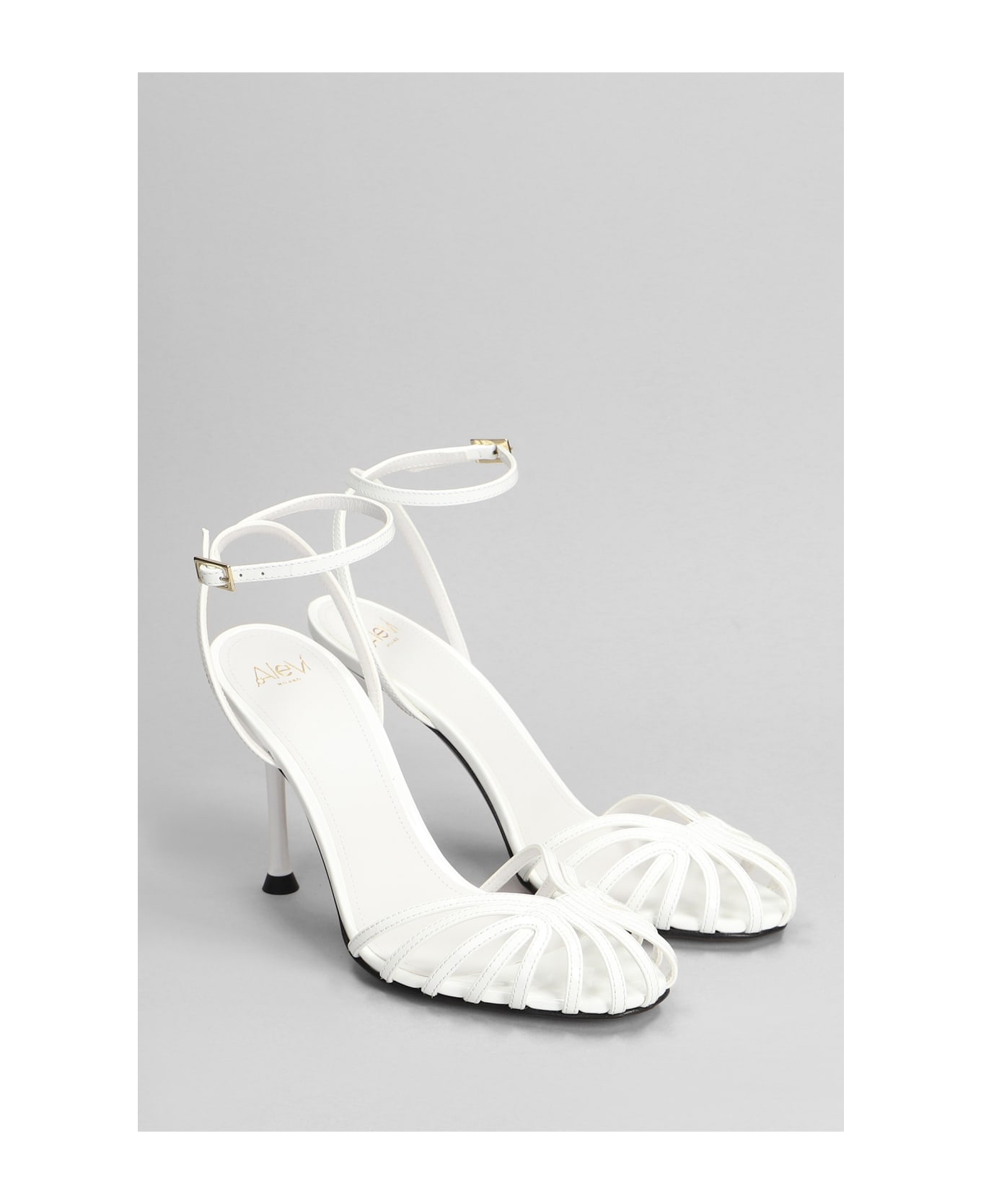 Alevì Ally 095 Sandals In White Patent Leather - white