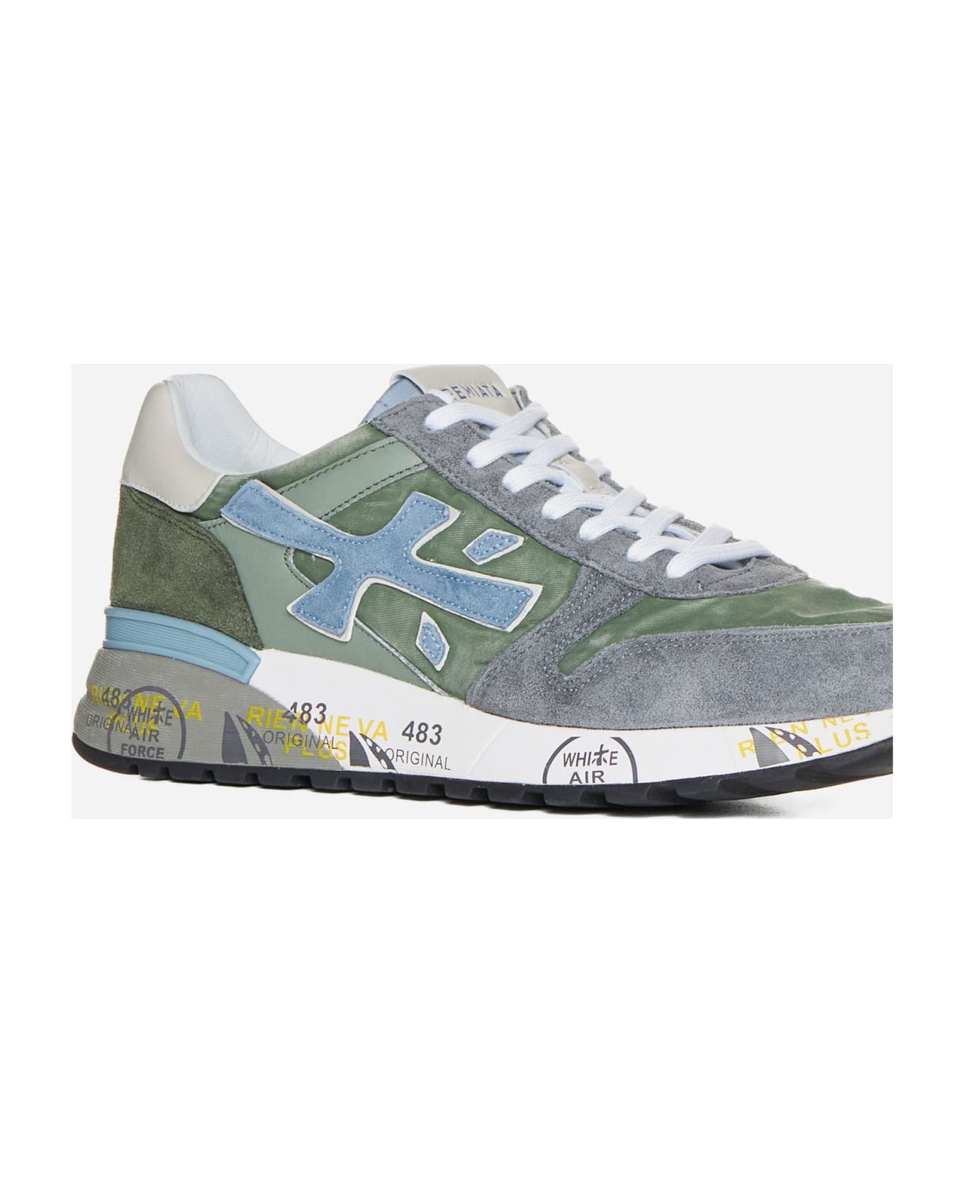Premiata Mick Suede, Fabric And Leather Sneakers - Military green