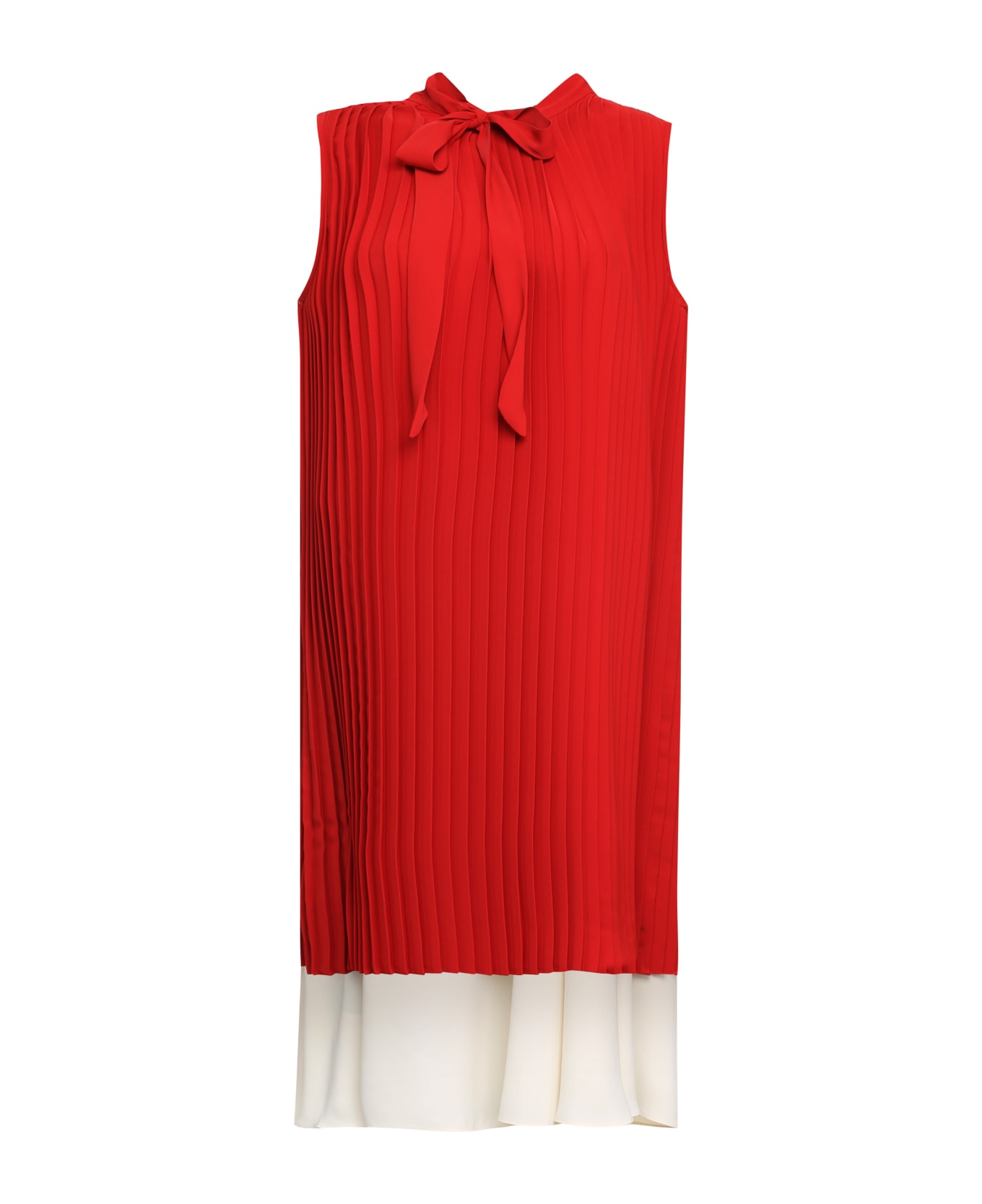 MM6 Maison Margiela Pleated Layered Dress - red