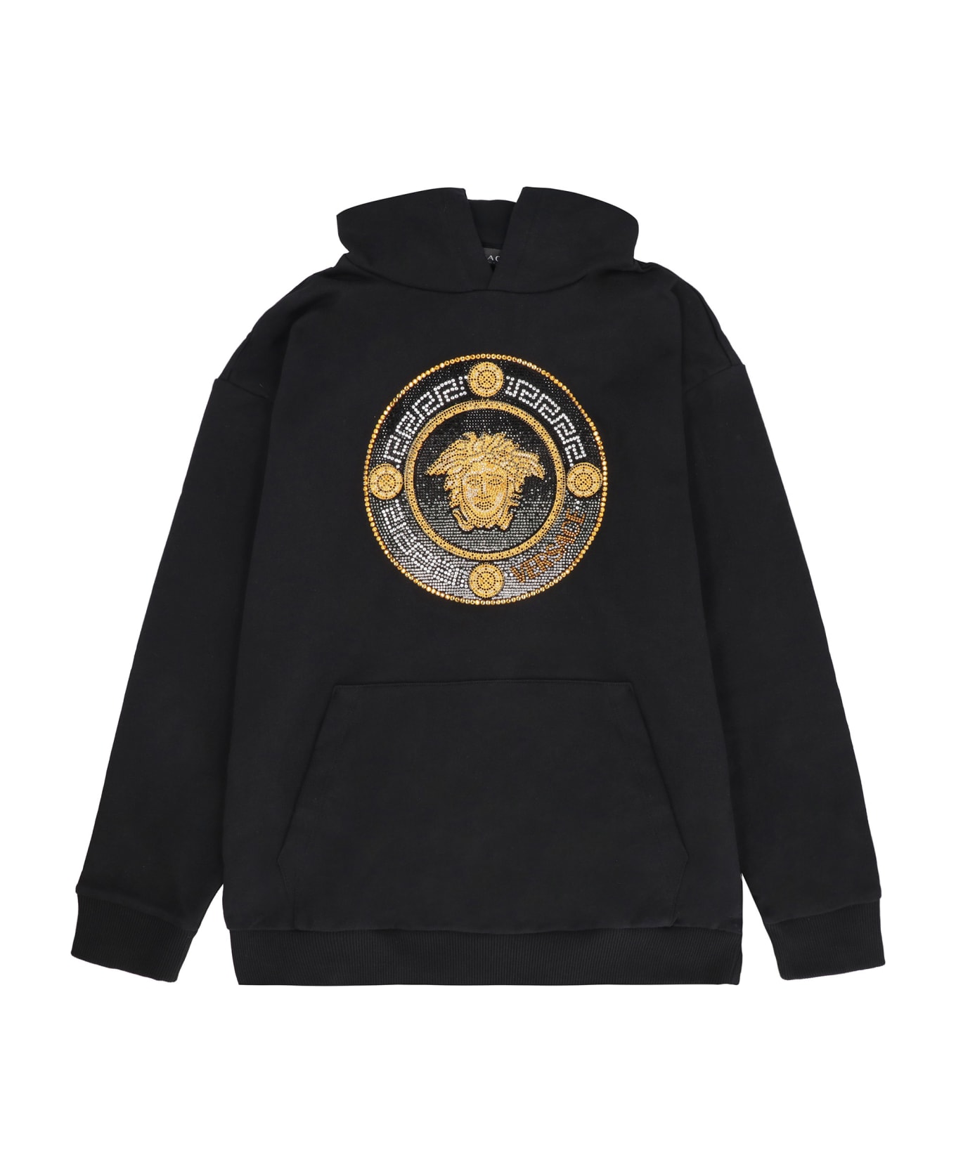 Young Versace Cotton Hoodie - black