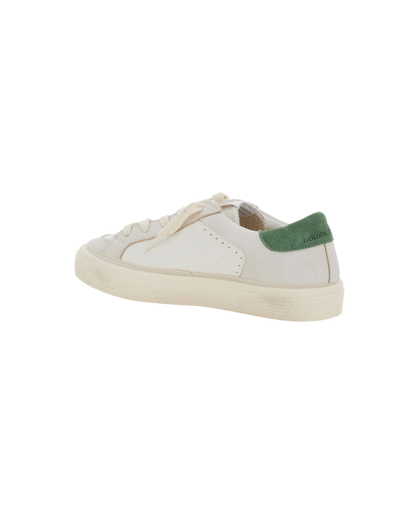 Golden Goose 
may
 White Low Top Sneakers With Star Patch On The Side And Contrasting Heel With Logo Lettering In Leather Boy - White