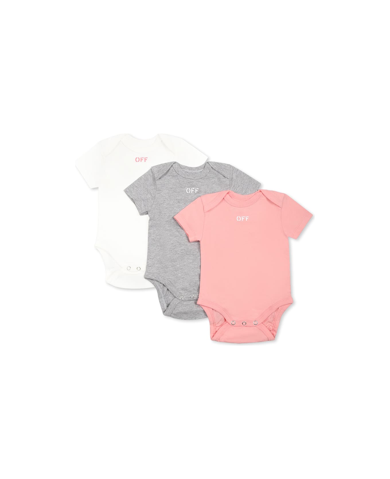 Off-White Multicolor Body Set For Baby Girl With Logo - Multicolor