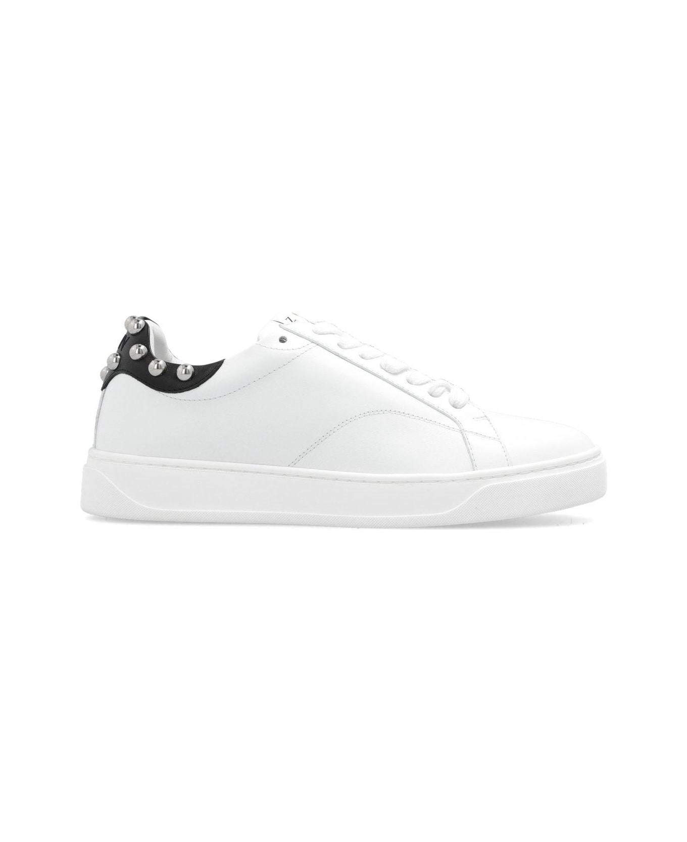 Lanvin Round Toe Lace-up Sneakers - White Silver