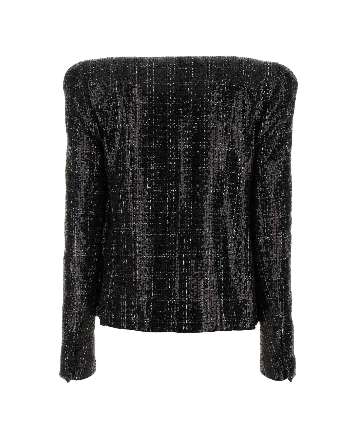 Balmain Tweed Sequin Embellished Jacket - BLACK