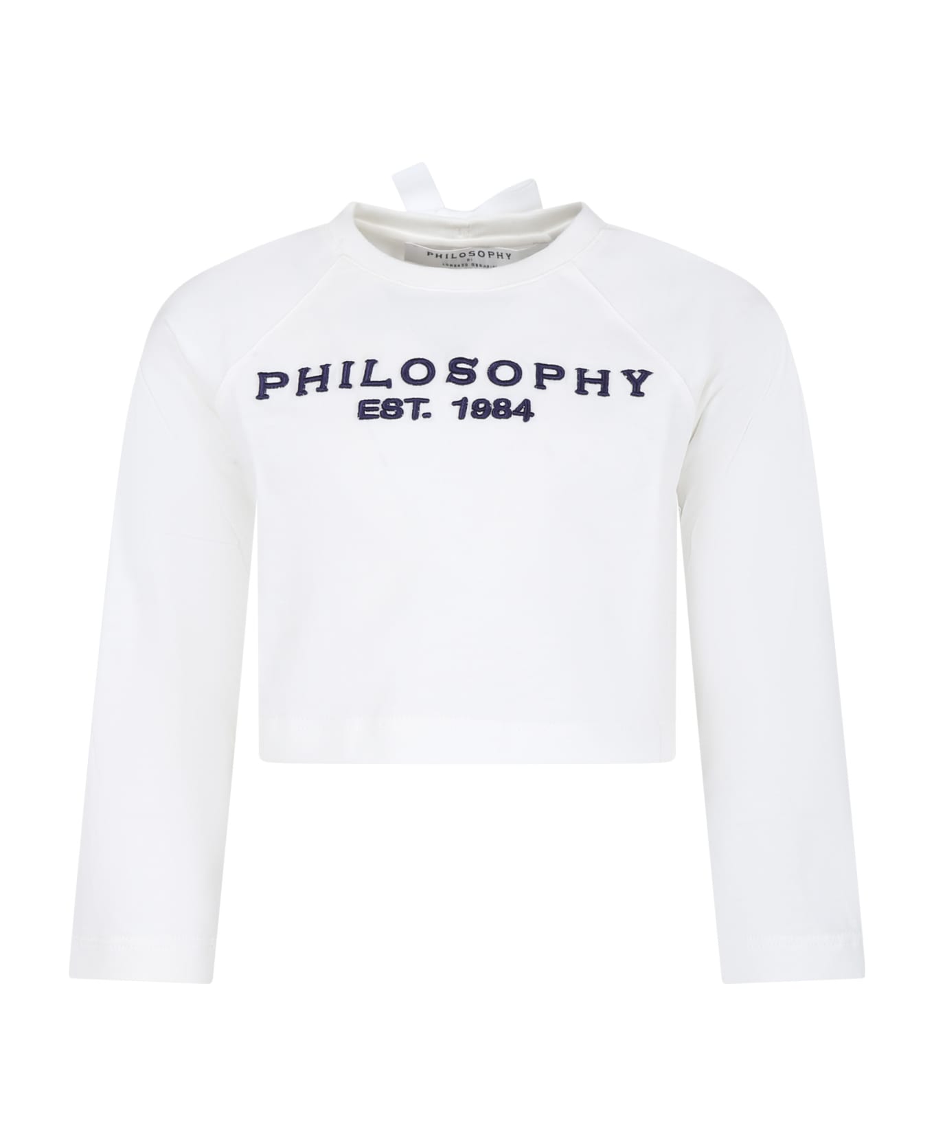 Philosophy di Lorenzo Serafini Kids White T-shirt For Girl With Logo - White Tシャツ＆ポロシャツ