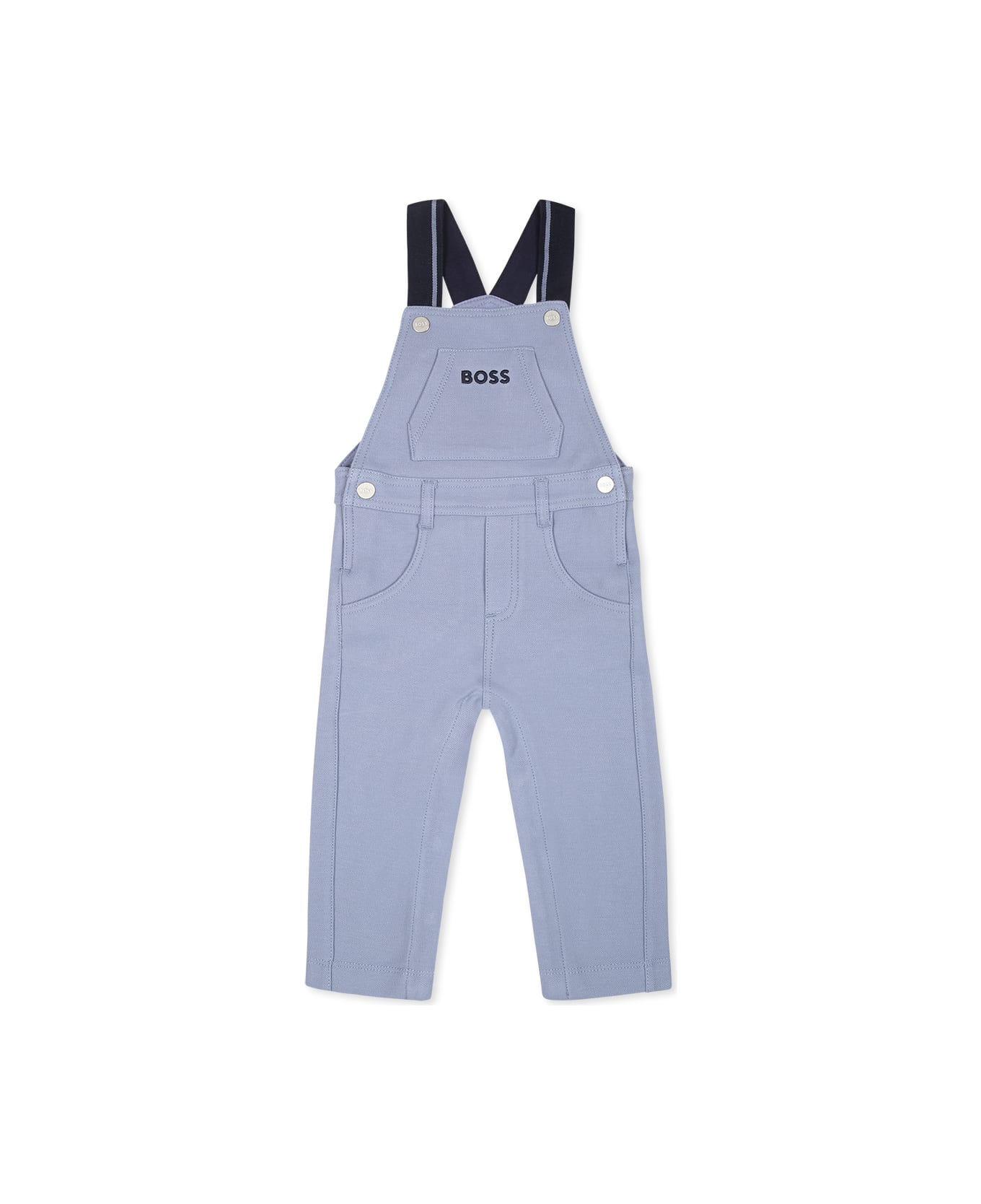 Hugo Boss Light Blue Dungarees For Baby Boy With Logo - Light Blue