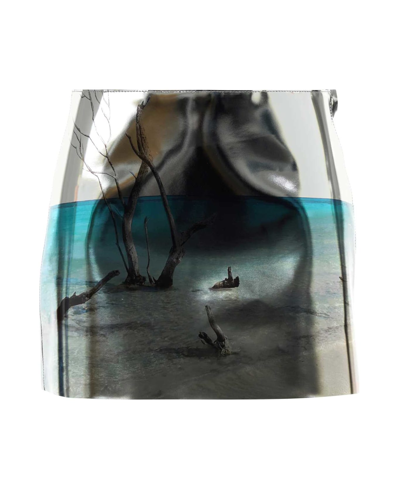 Prada Printed Leather Mini Skirt - ARGENTO