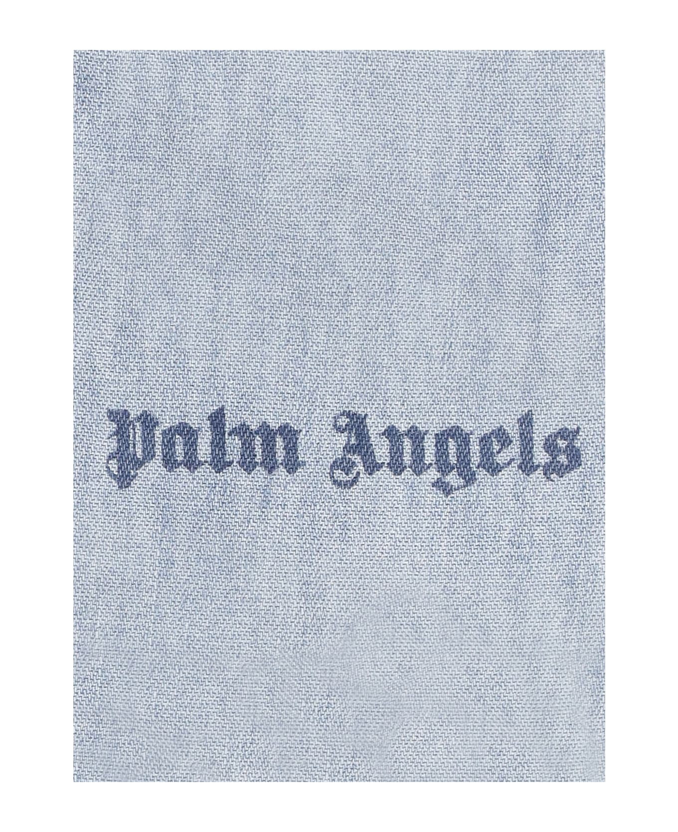 Palm Angels Cotton Palazzo Trousers - Light Blue