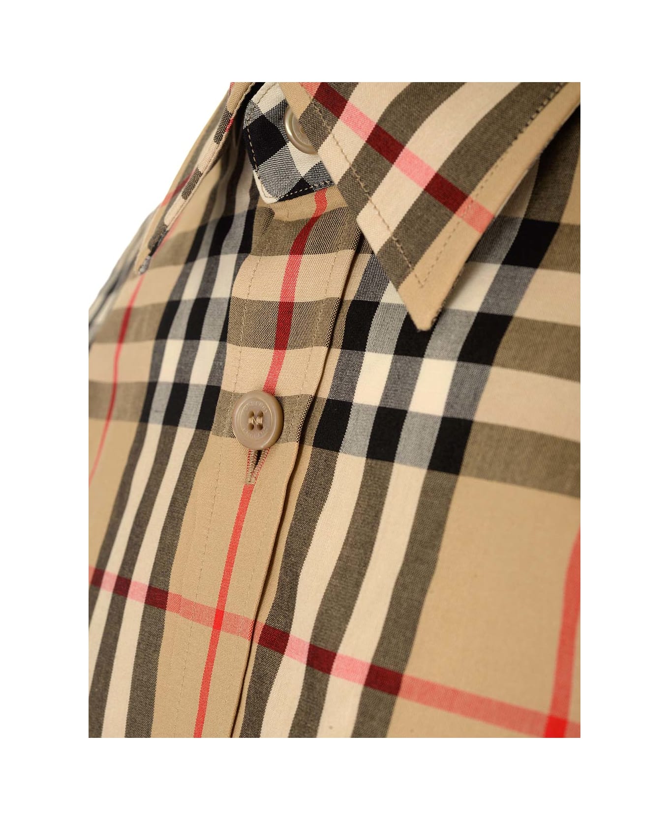 Burberry Cotton Shirt With Check Pattern - Beige シャツ