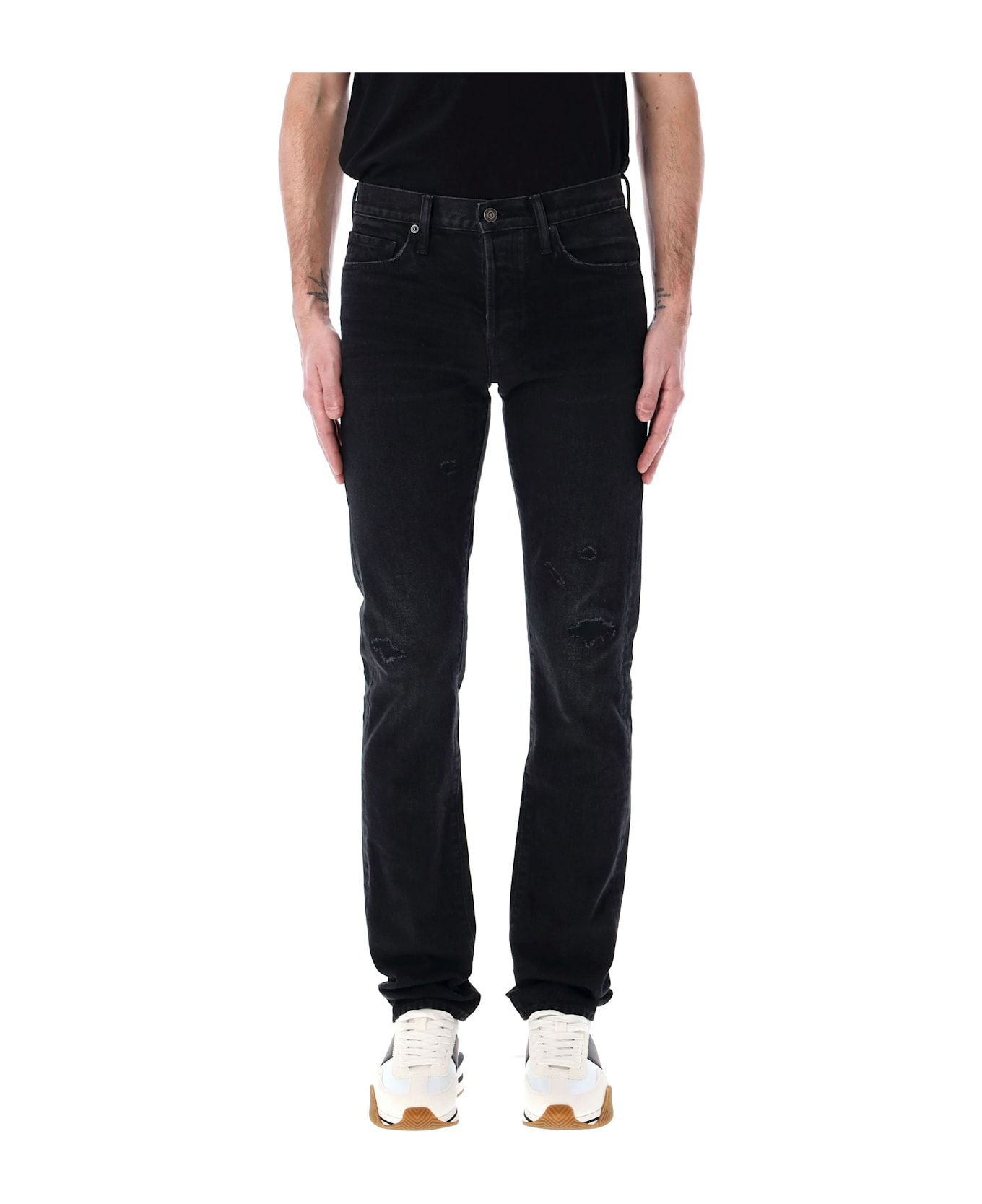 Tom Ford Rid And Repaired Denim Pants - BLACK