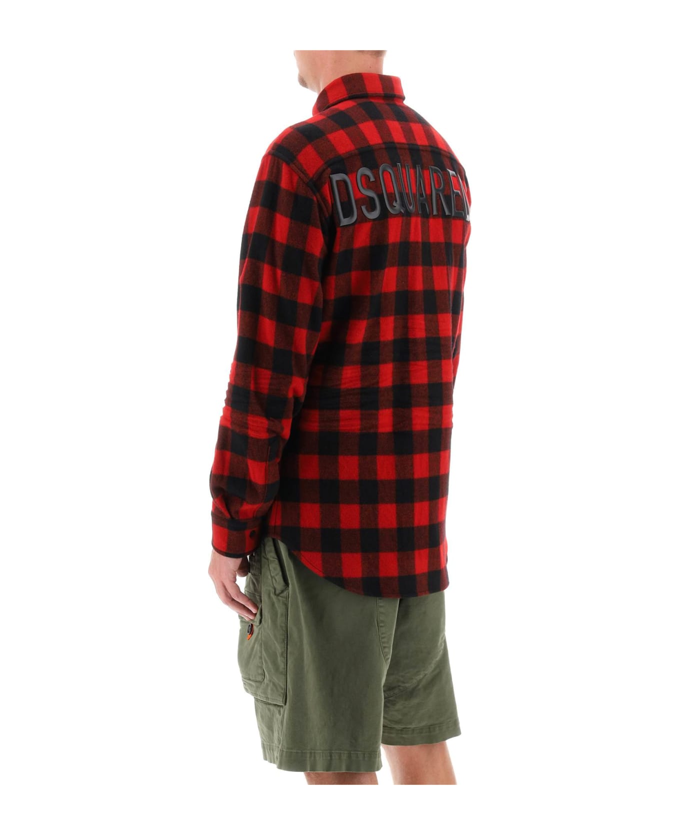 Dsquared2 Shirt With Check Motif And Back Logo - RED BLACK (Black)