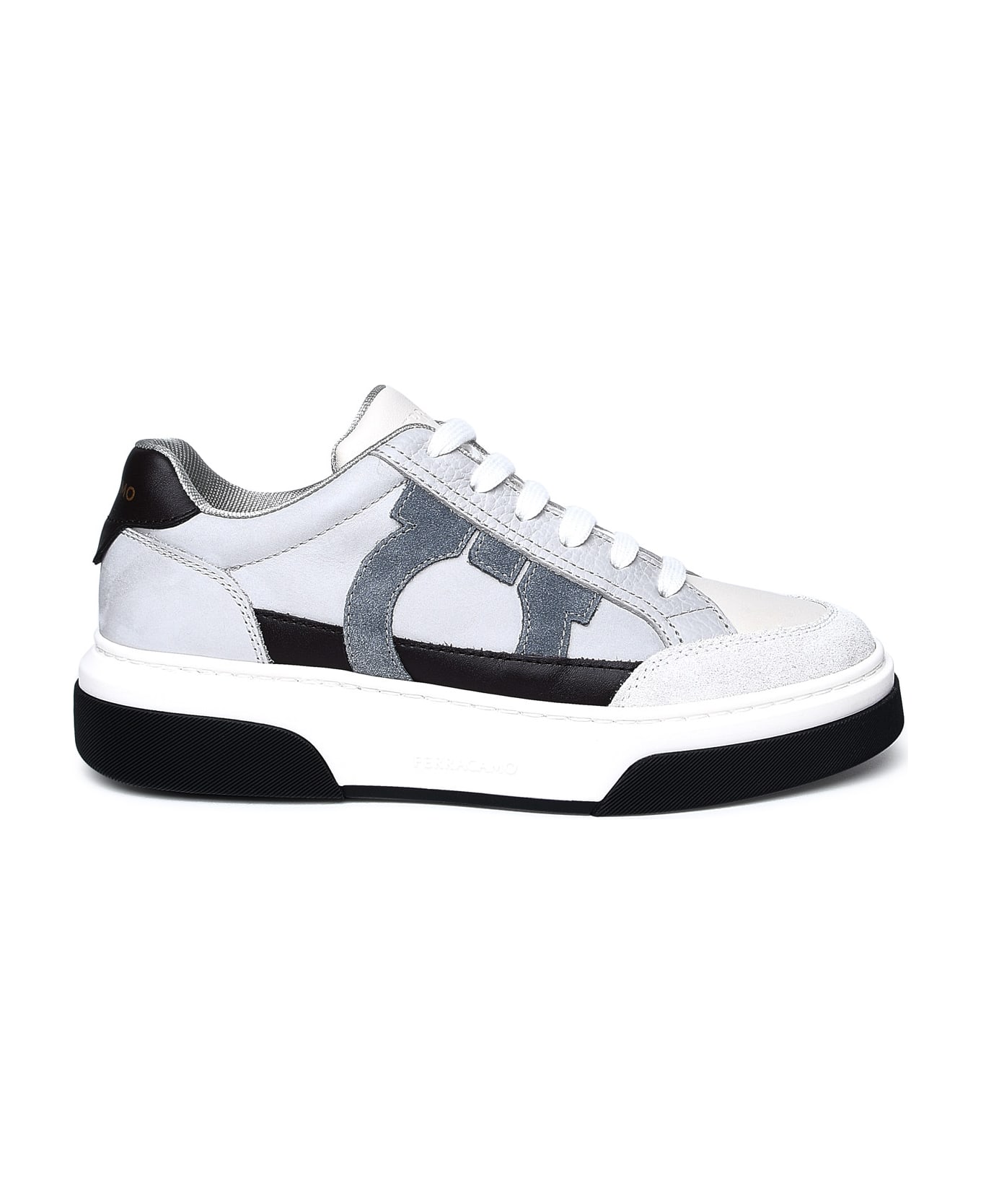 Ferragamo Multicolor Nappa Leather Sneakers - White