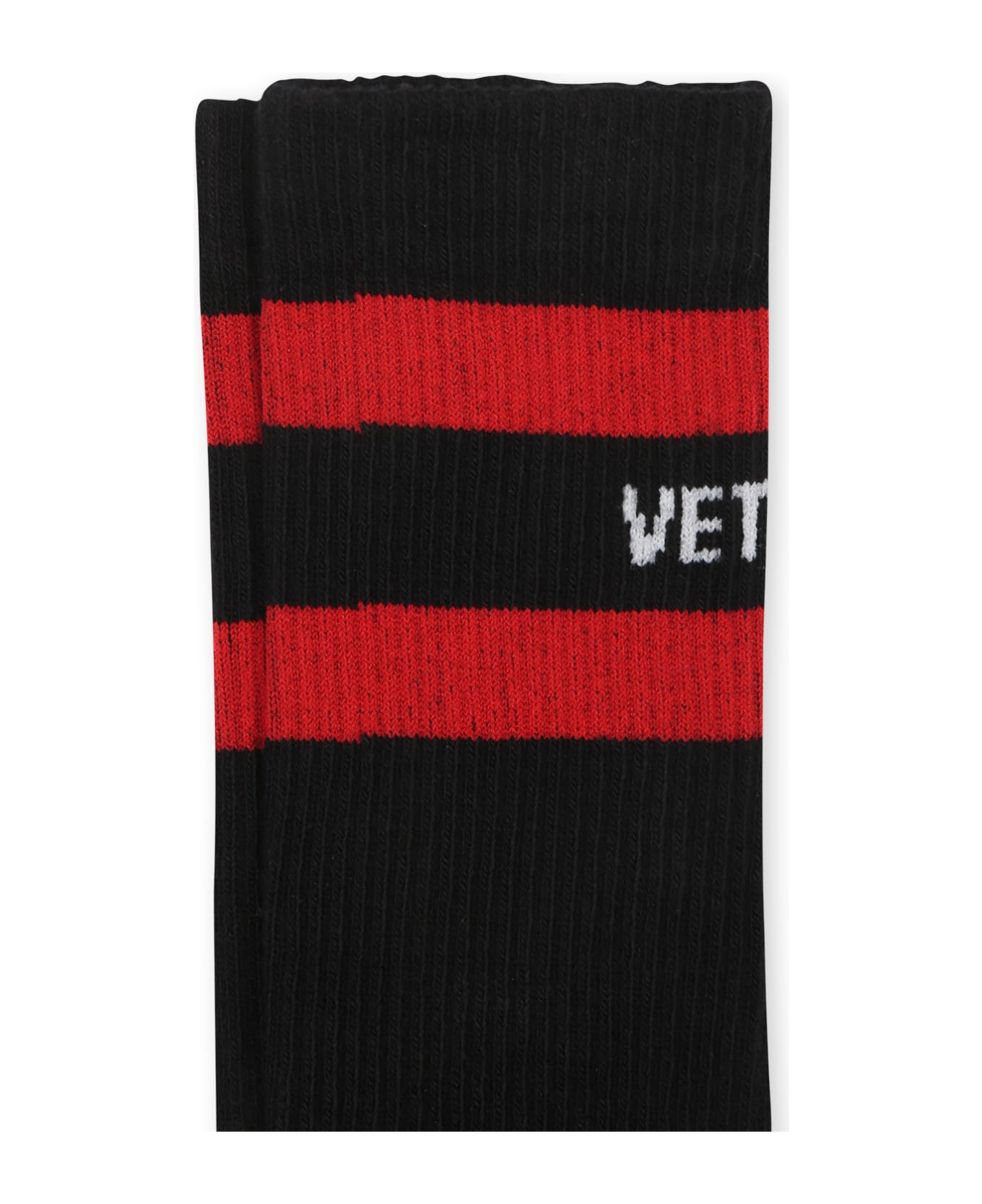 VETEMENTS Black Socks For Kids With White Logo - Black