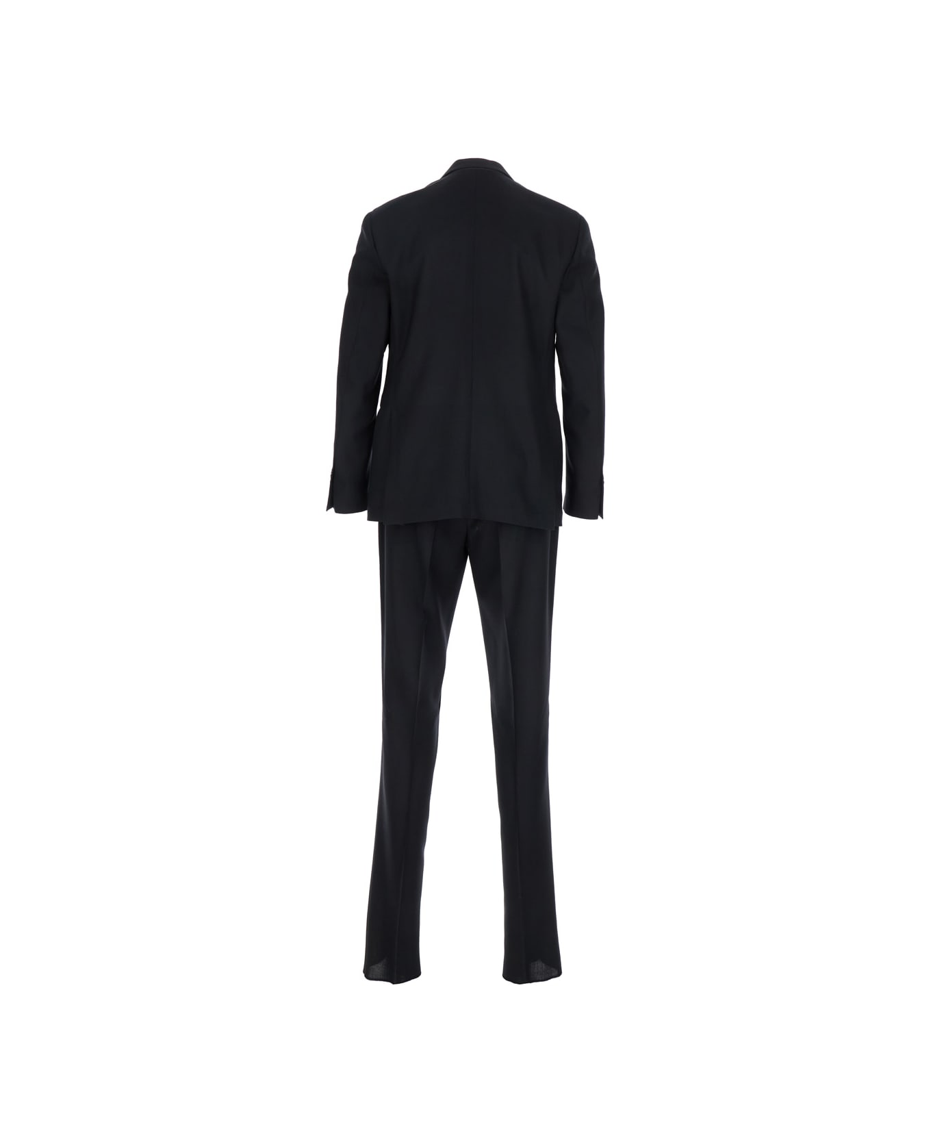 Lardini Black Single-breasted Suit With Classic Revers In Flanel Man - Black