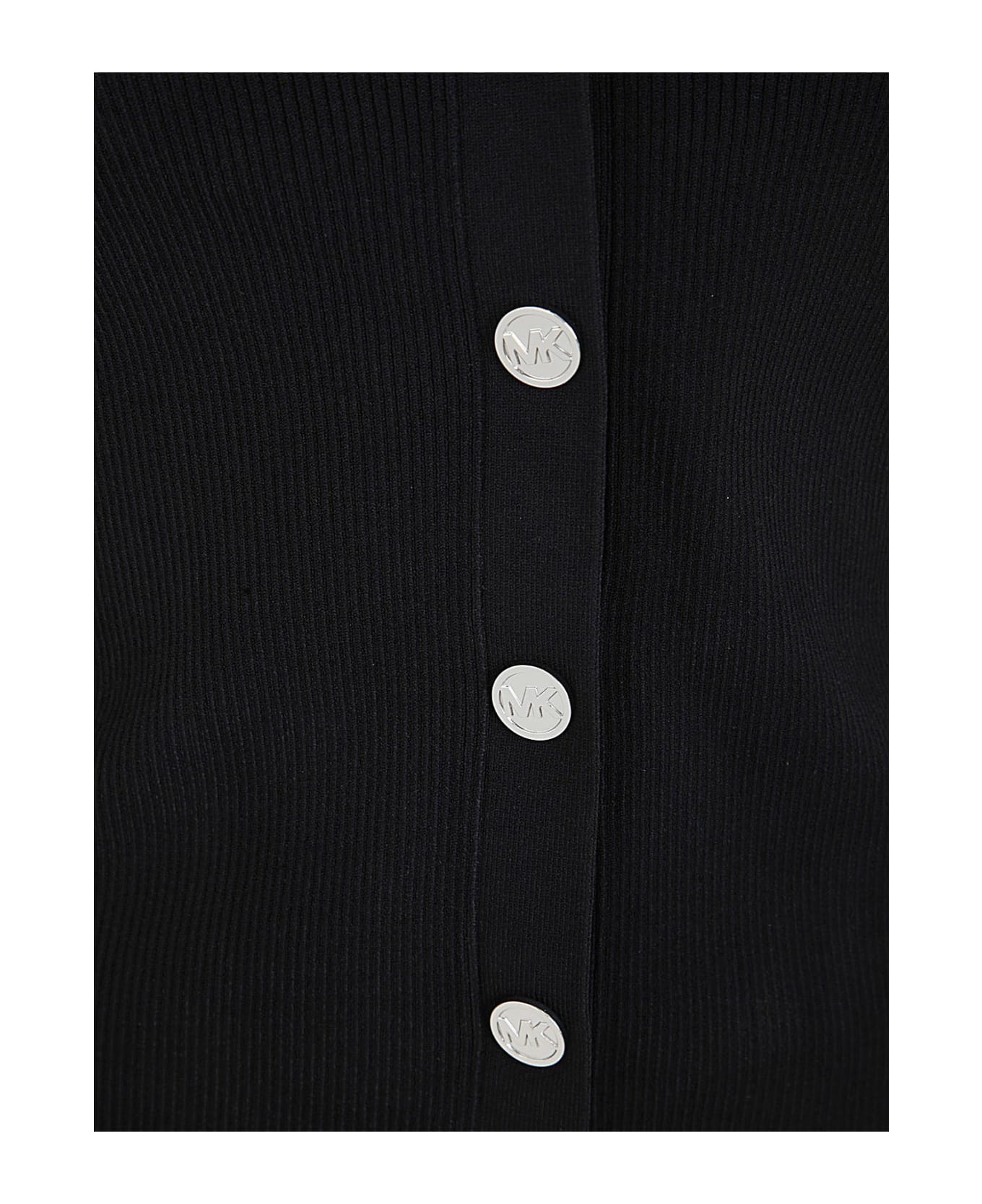 MICHAEL Michael Kors Eco Button Rib V Neck Cardigan - Black