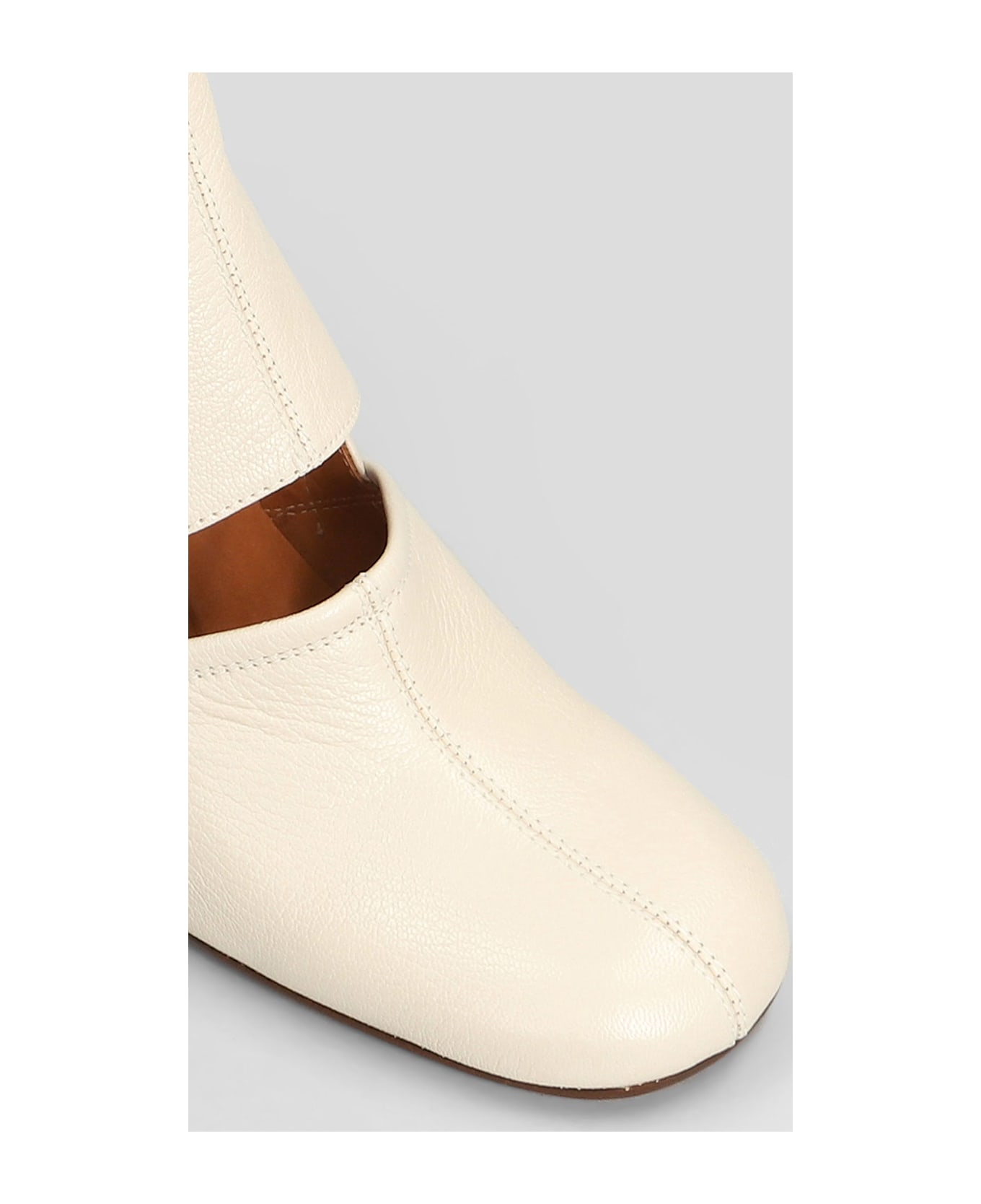 Chie Mihara Sonli High Heels Ankle Boots In Beige Leather - beige