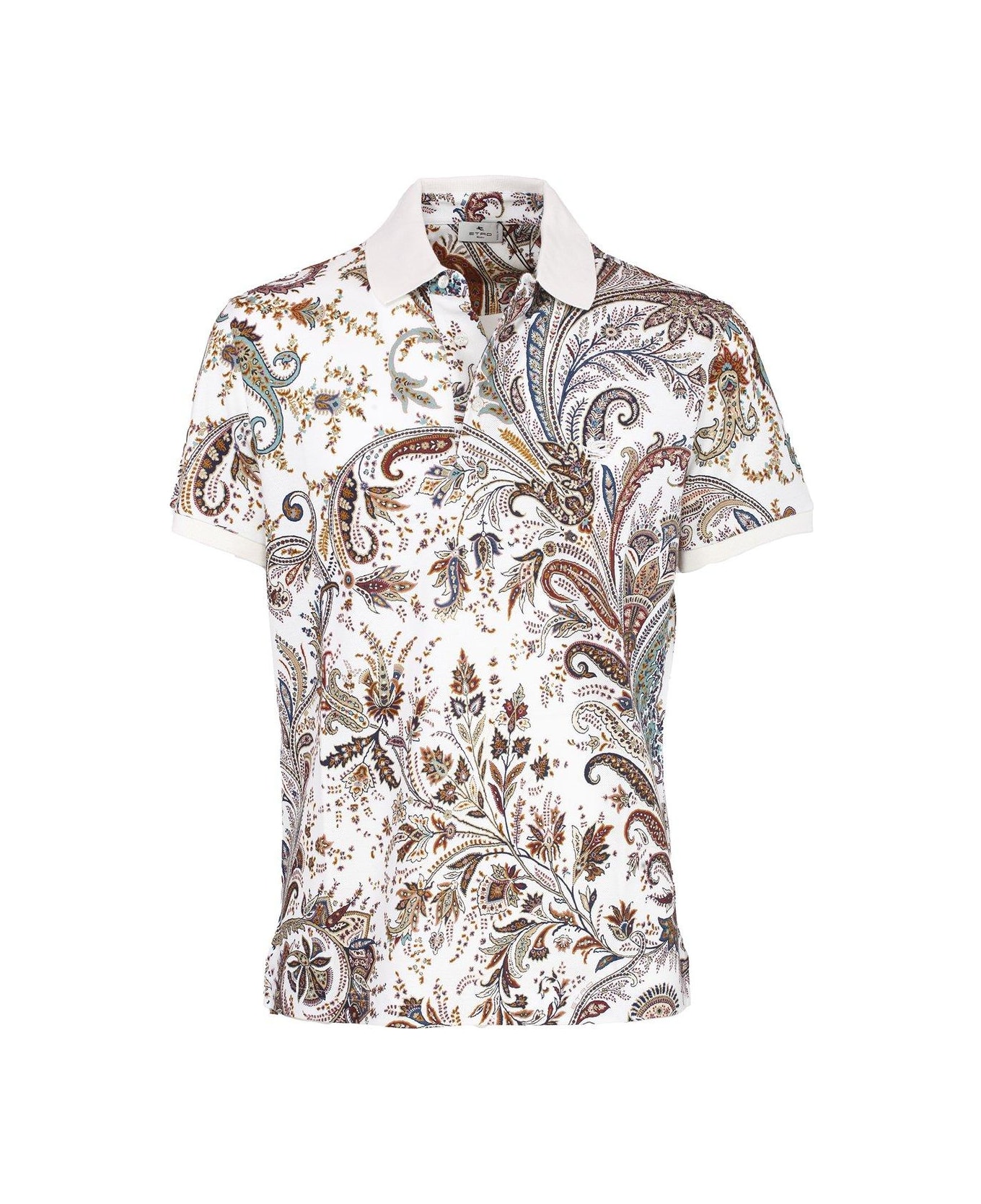 Etro Paisley Printed Short-sleeved Polo Shirt - White