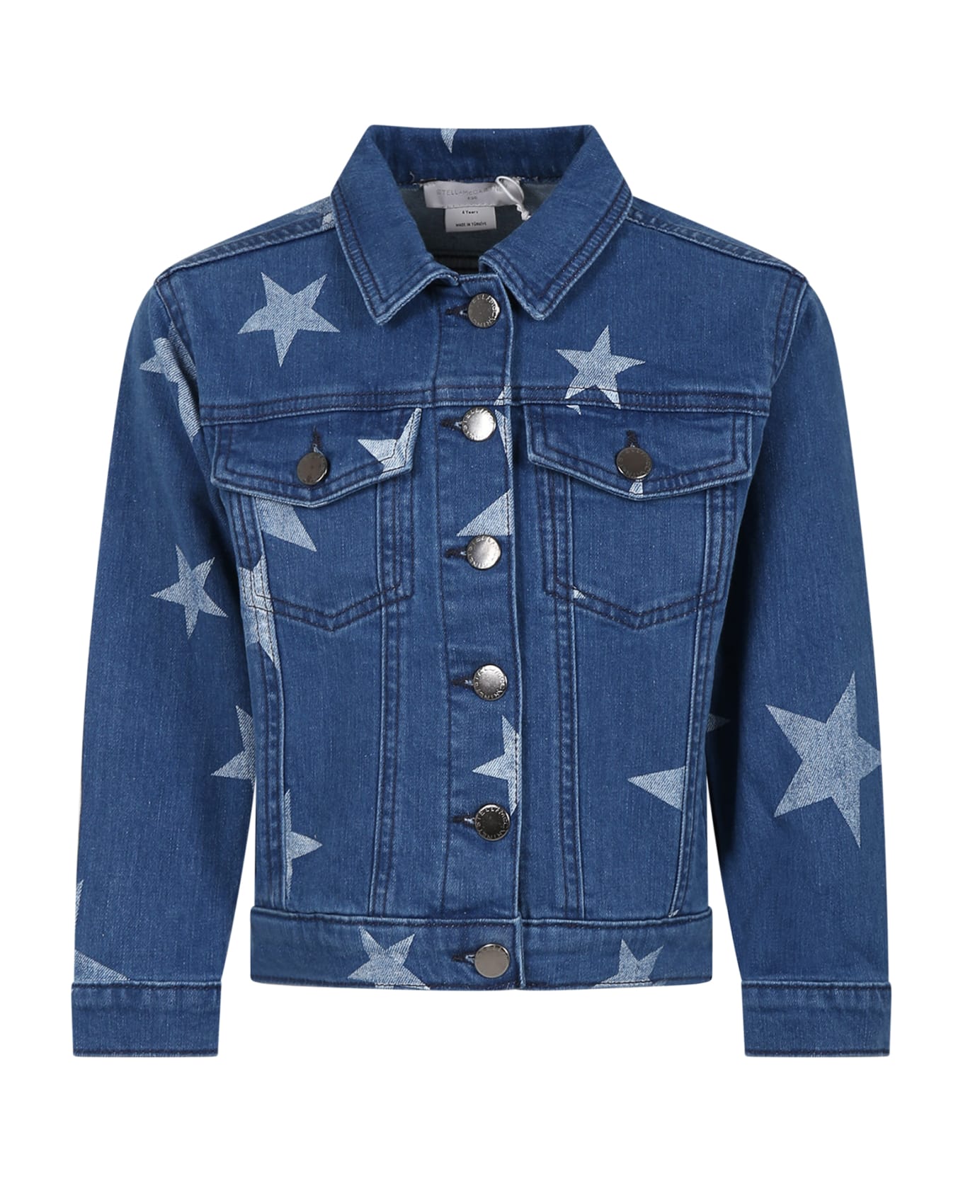 Stella McCartney Kids Blue Jacket For Girl With Stars - Denim