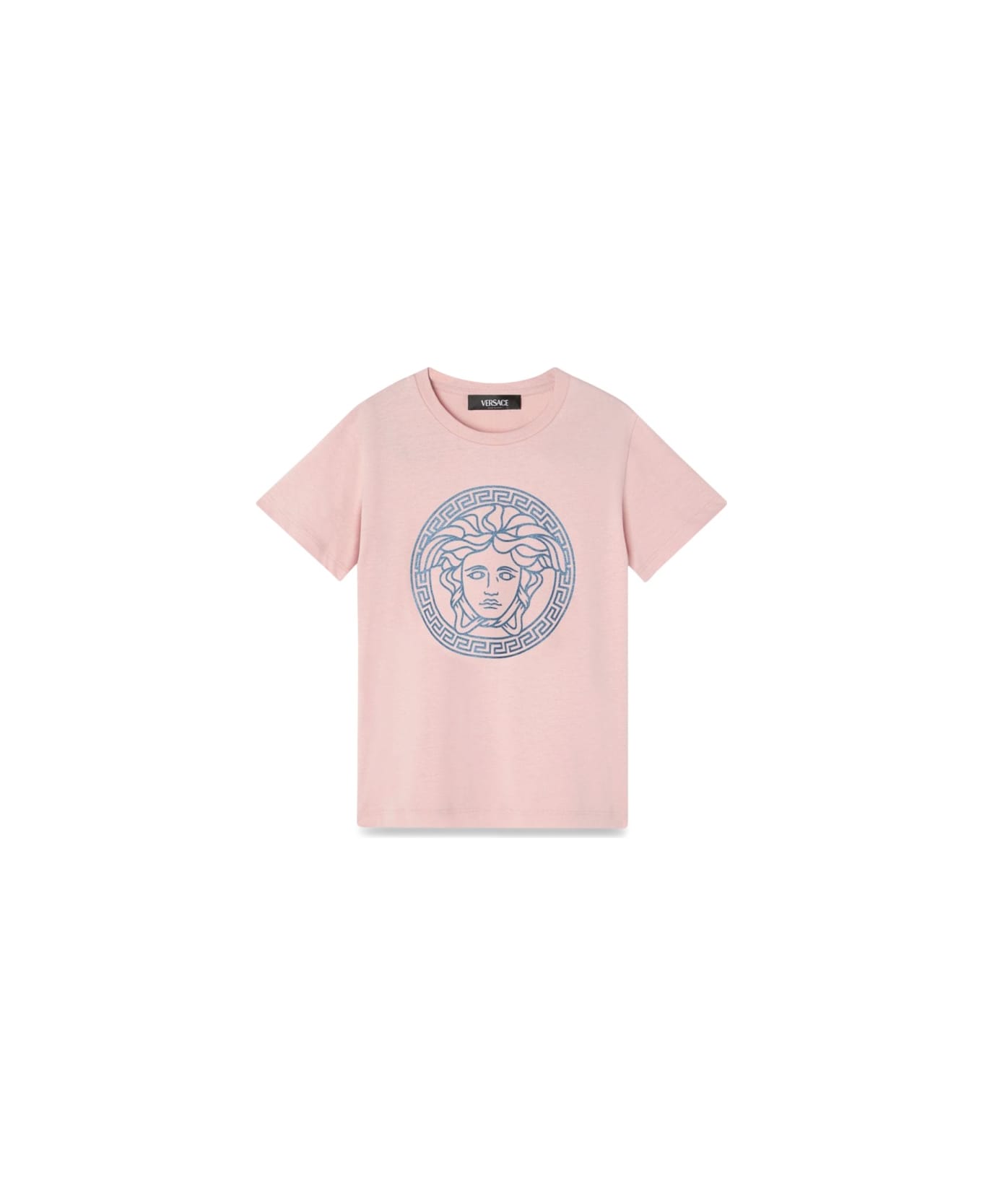 Versace Jersey T-shirt + Lamimate Medusa Greca Print - PINK